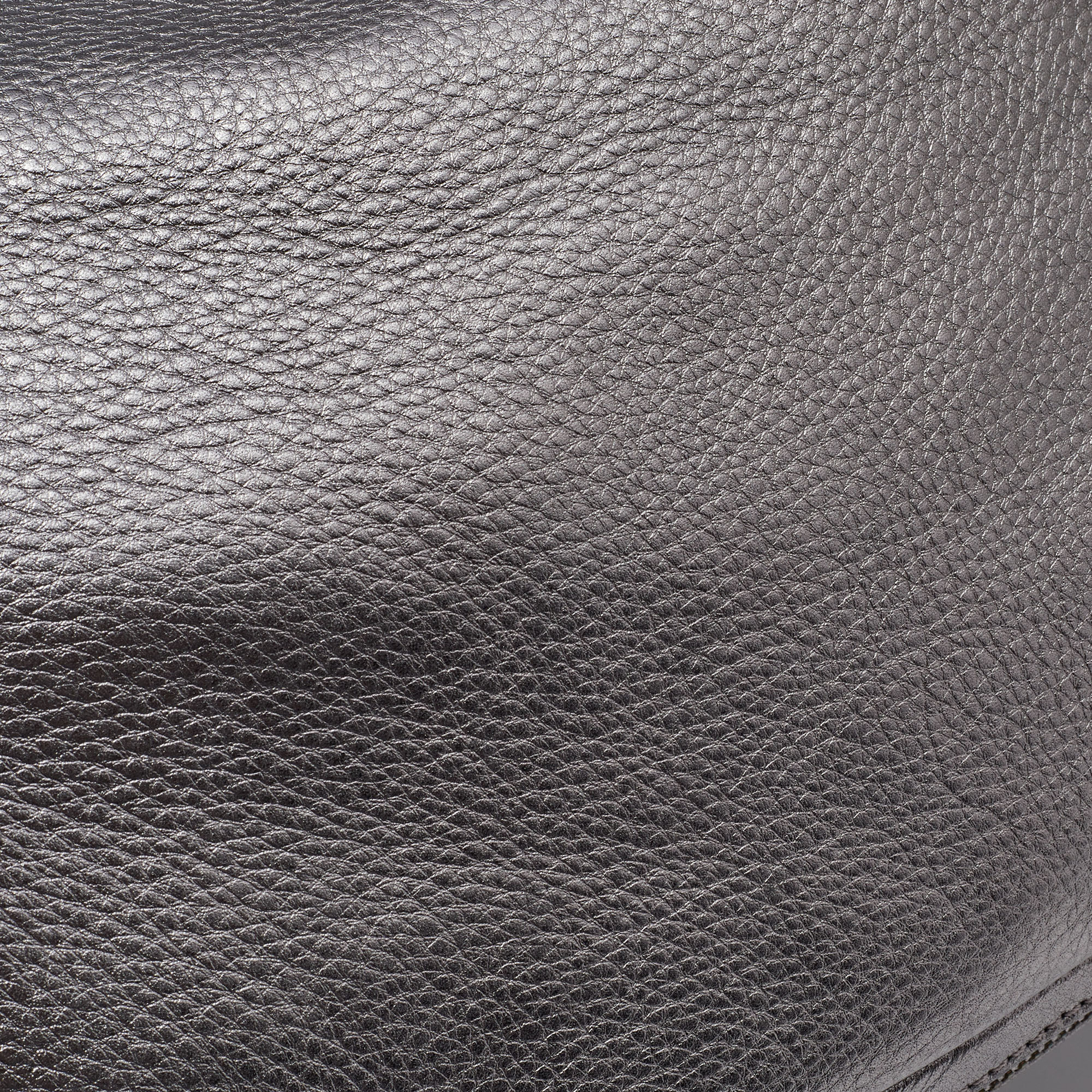 Tory Burch Metallic Grey Soft Leather Double Expandable Zip Hobo