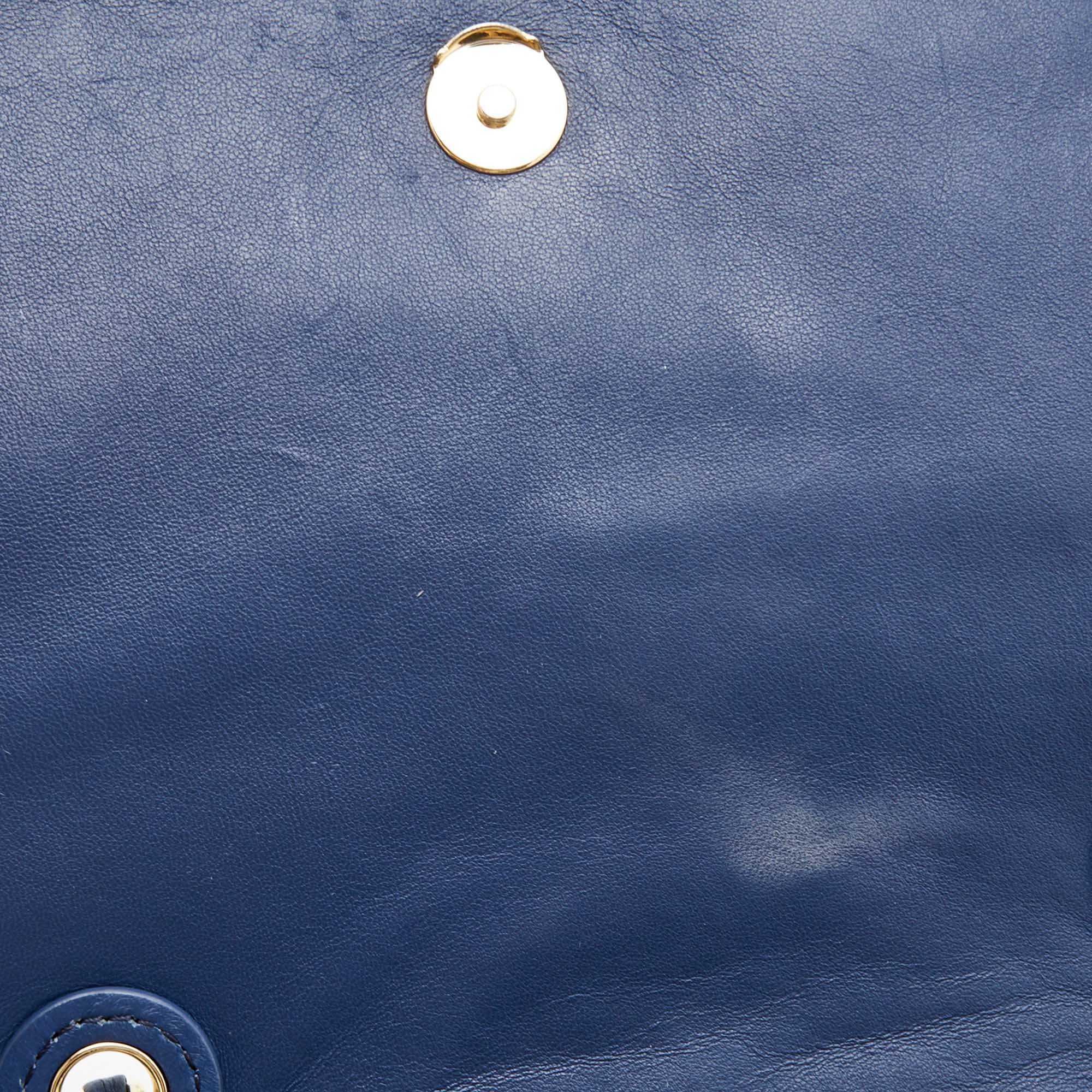 Tory Burch Blue Leather Medium Fleming Shoulder Bag
