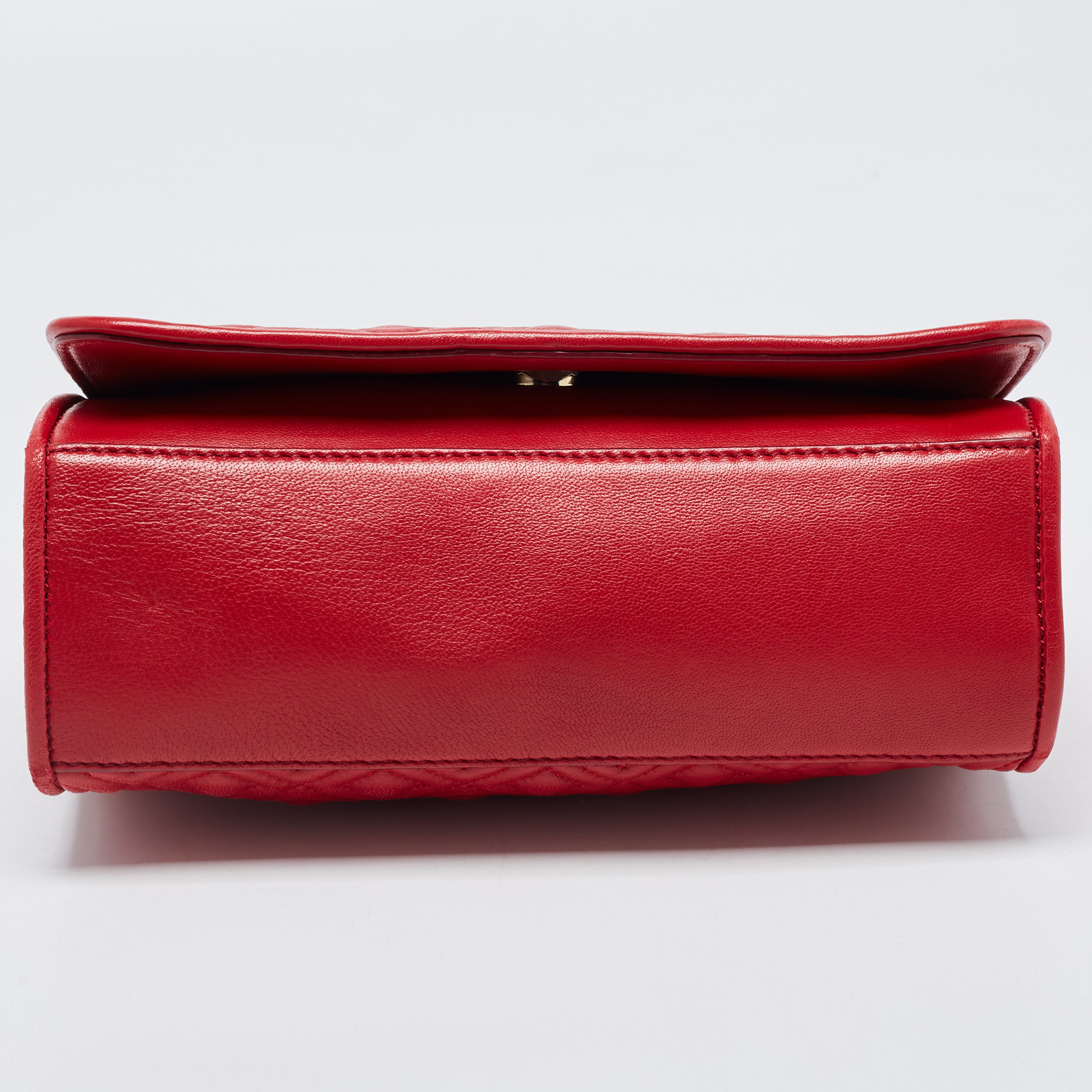 Tory Burch Red Leather Medium Fleming Shoulder Bag