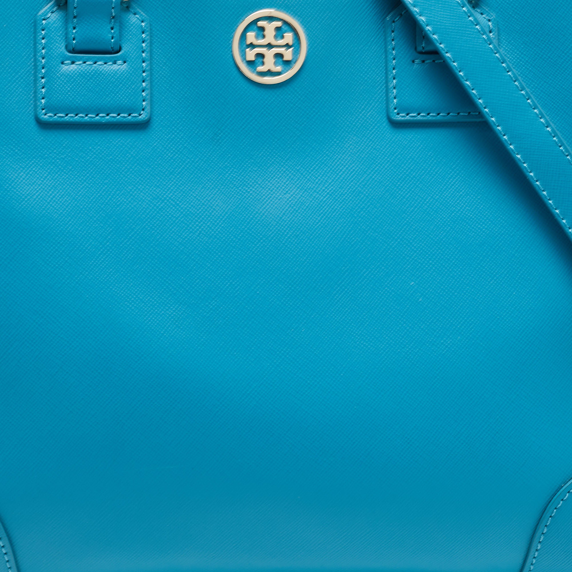 Tory Burch Teal Blue Saffiano Leather Robinson Tote