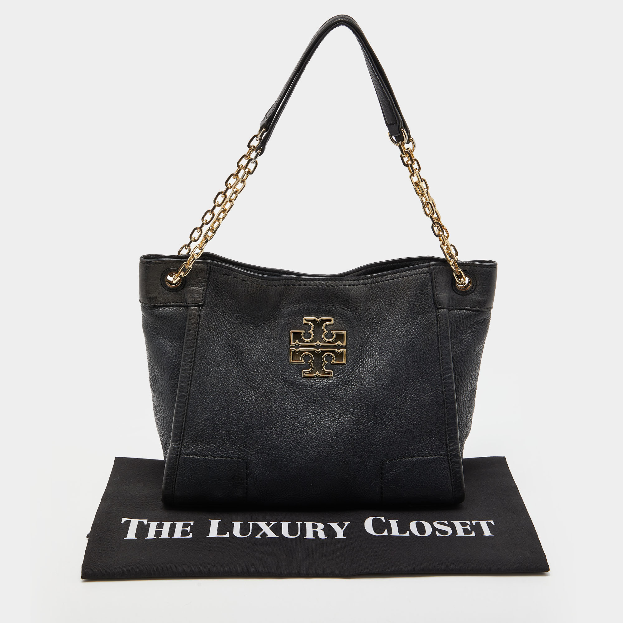 Tory Burch Black Leather McGraw Slouchy Tote