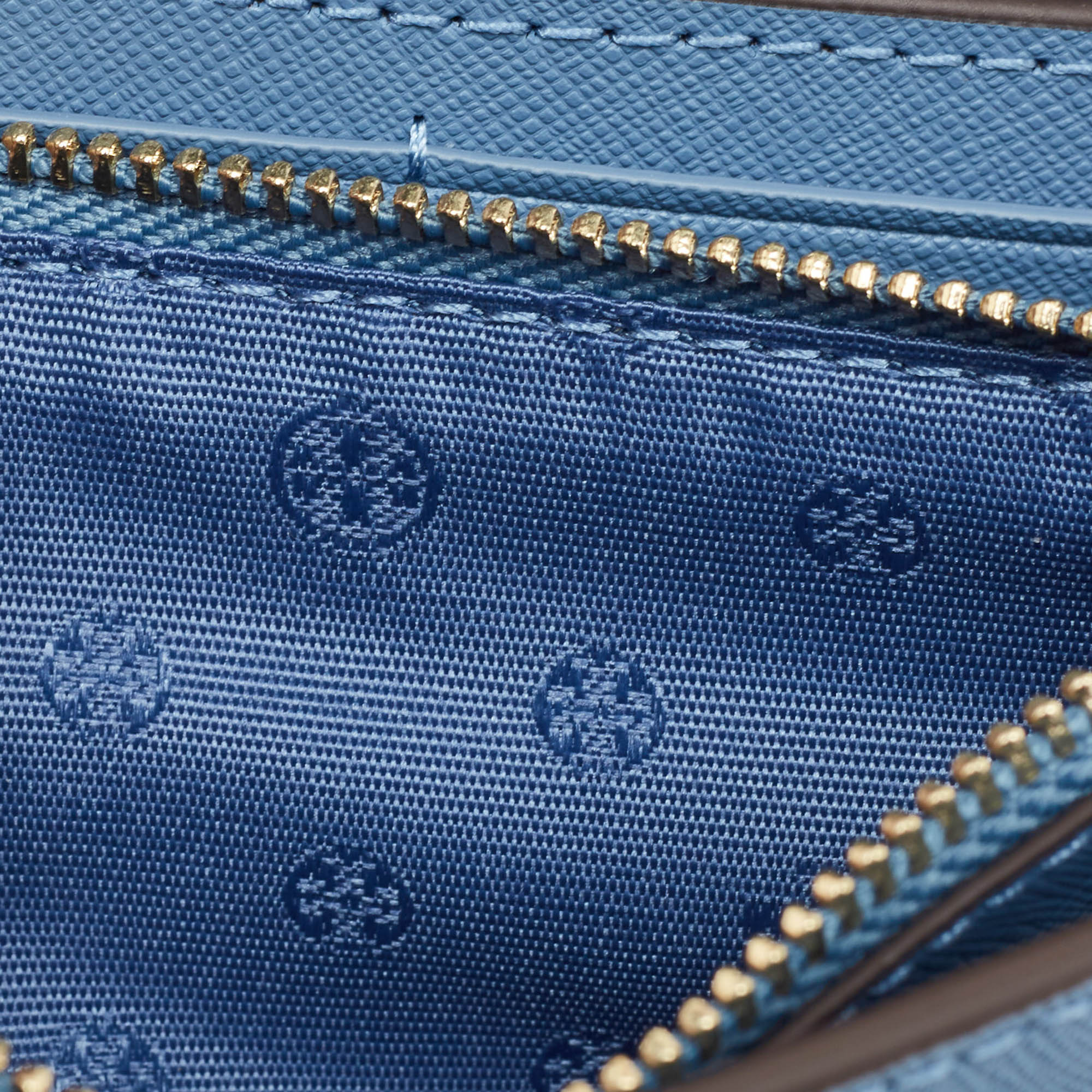 Tory Burch Light Blue Saffiano Leather Mini Emerson Top Handle Bag
