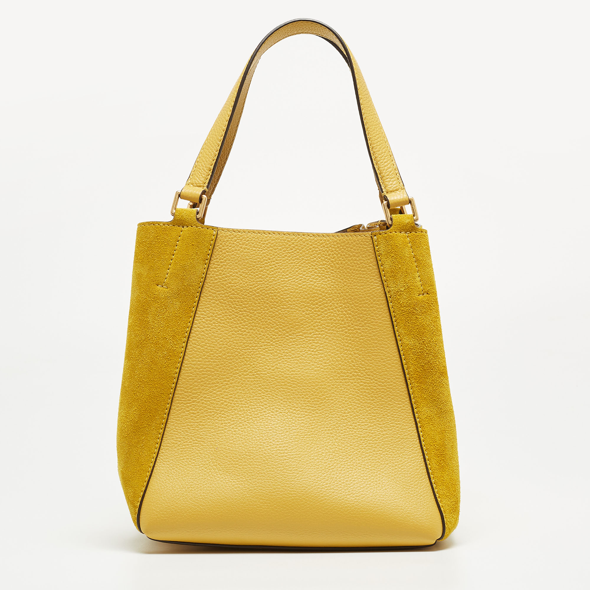 Tory Burch Yellow Leather And Suede McGraw Dragonfly Drawstring Bag