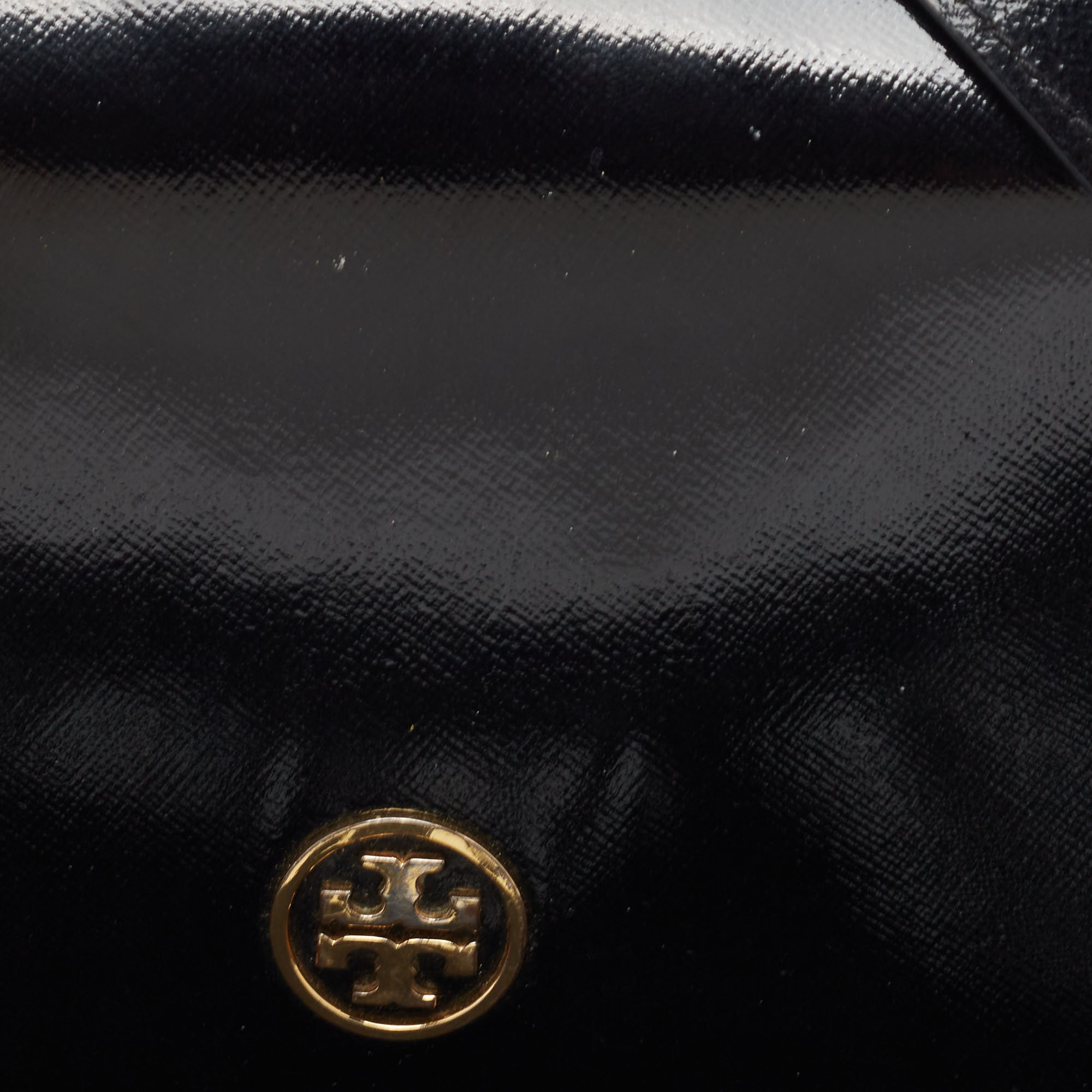 Tory Burch Black Saffiano Patent Leather Robinson Shoulder Bag