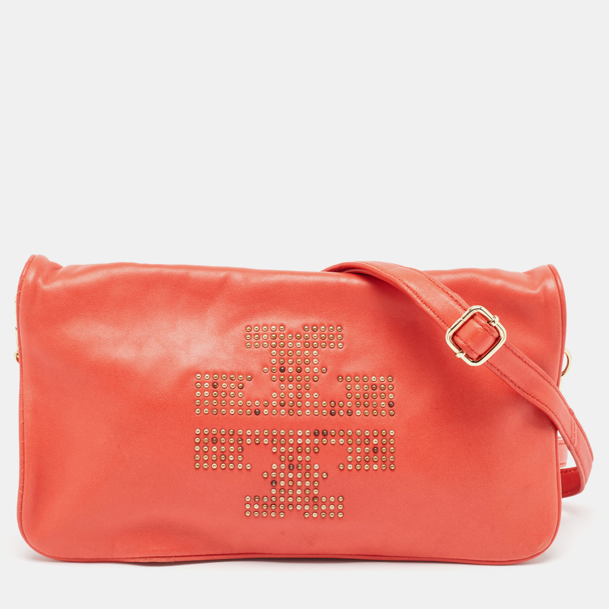 Tory Burch Red Studded Leather Crossbody Bag