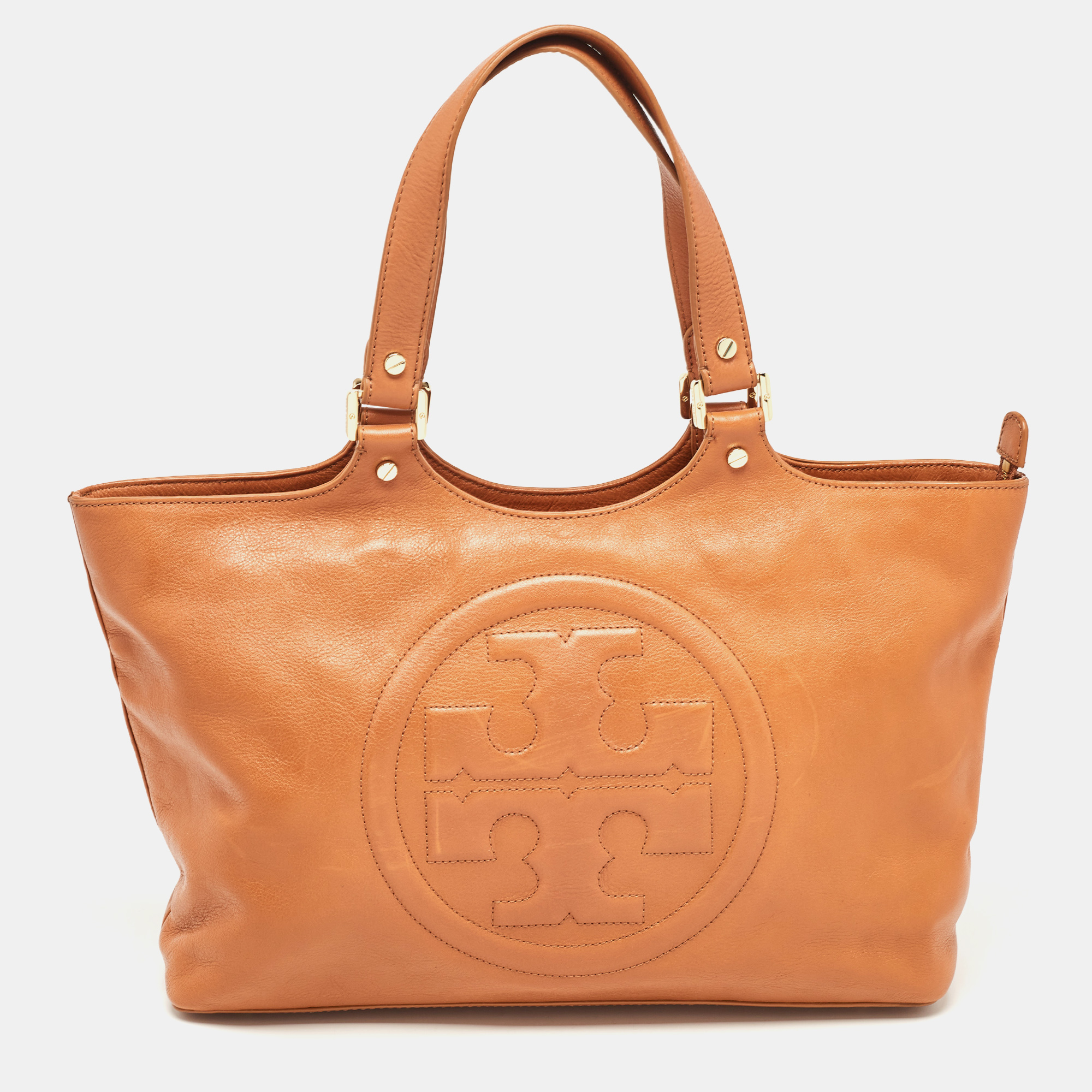 Tory Burch Brown Leather Bombe Tote