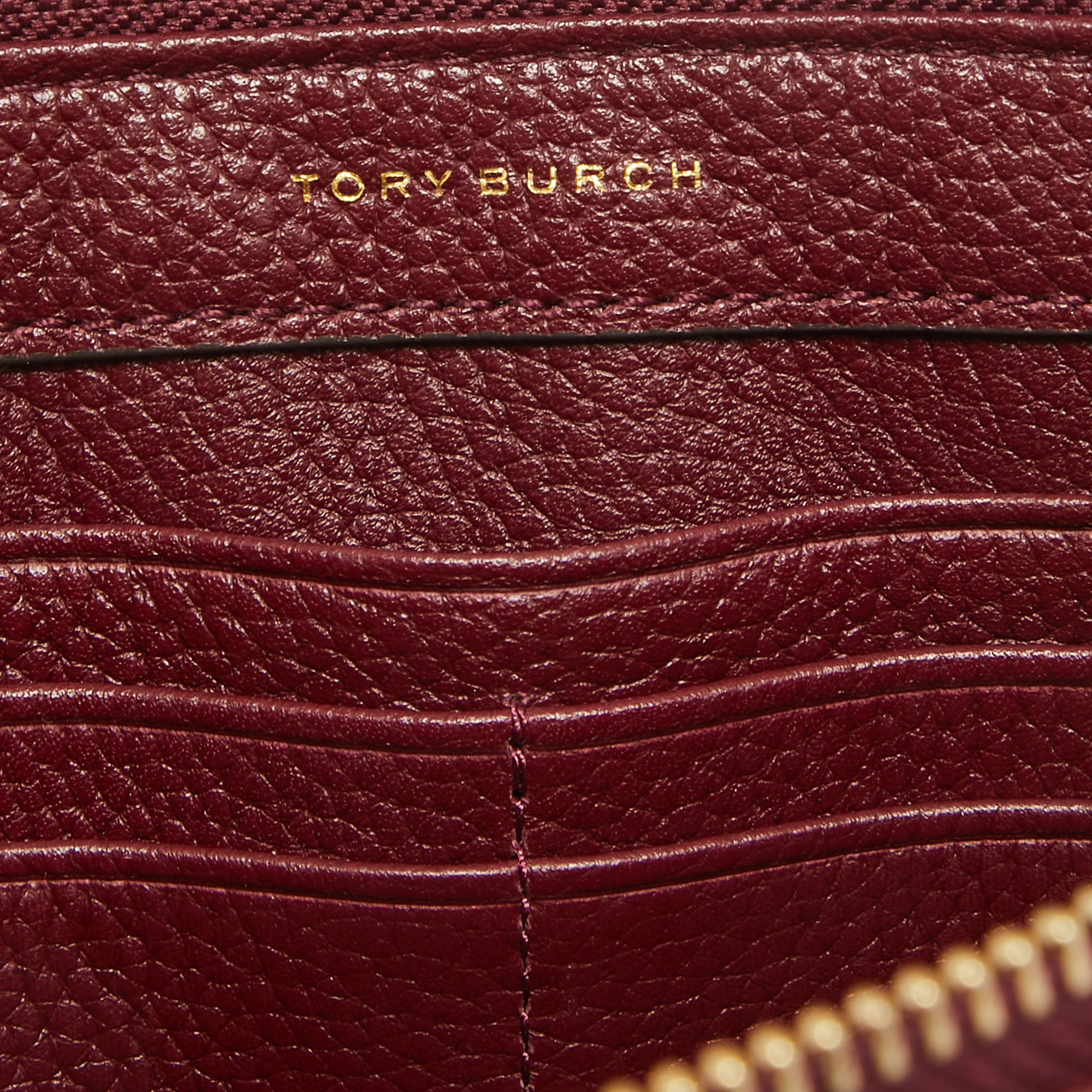Tory Burch Burgundy Leather Carter Slim Crossbody Bag
