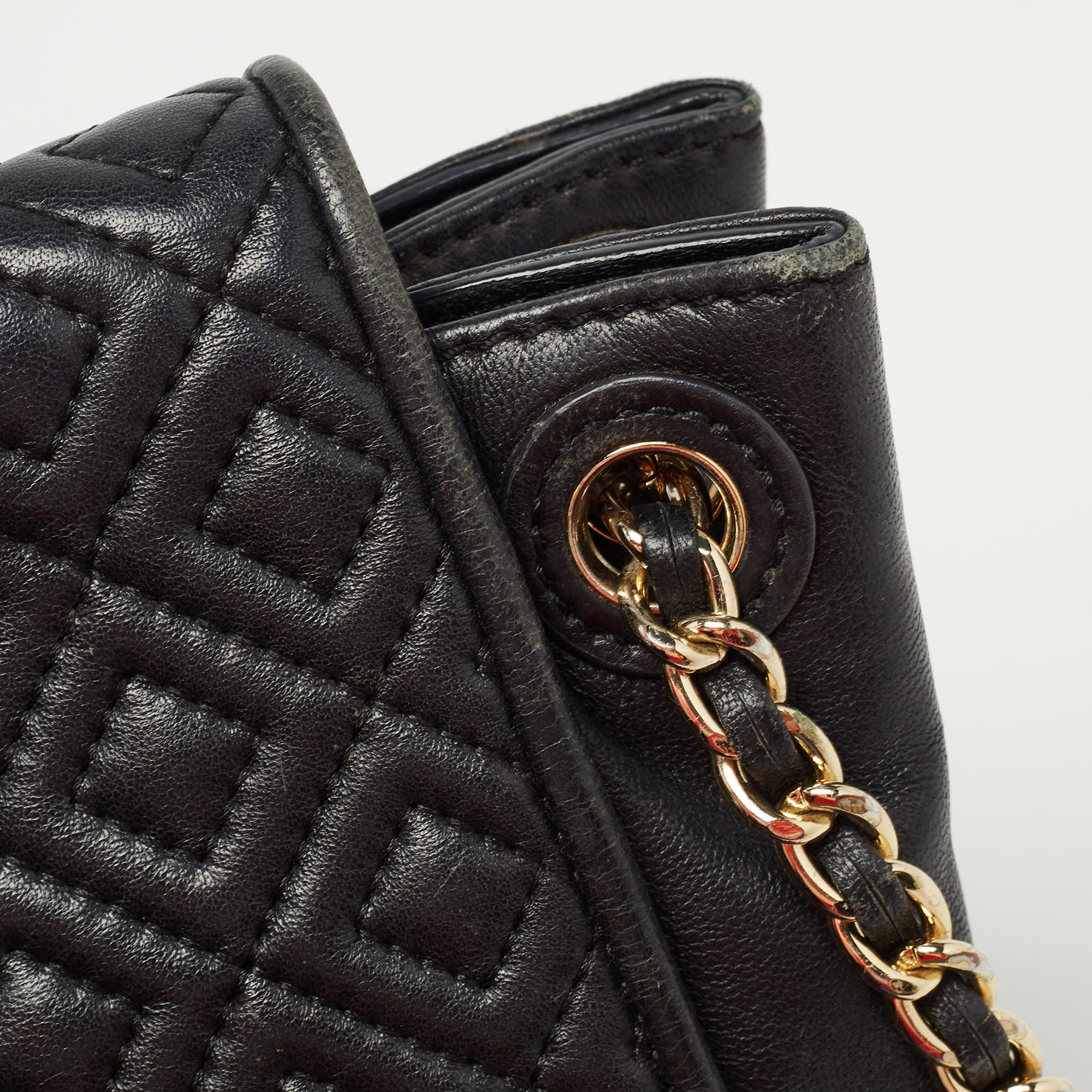 Tory Burch Black Quilted Leather Marion Flap Chain Shoulder Bag