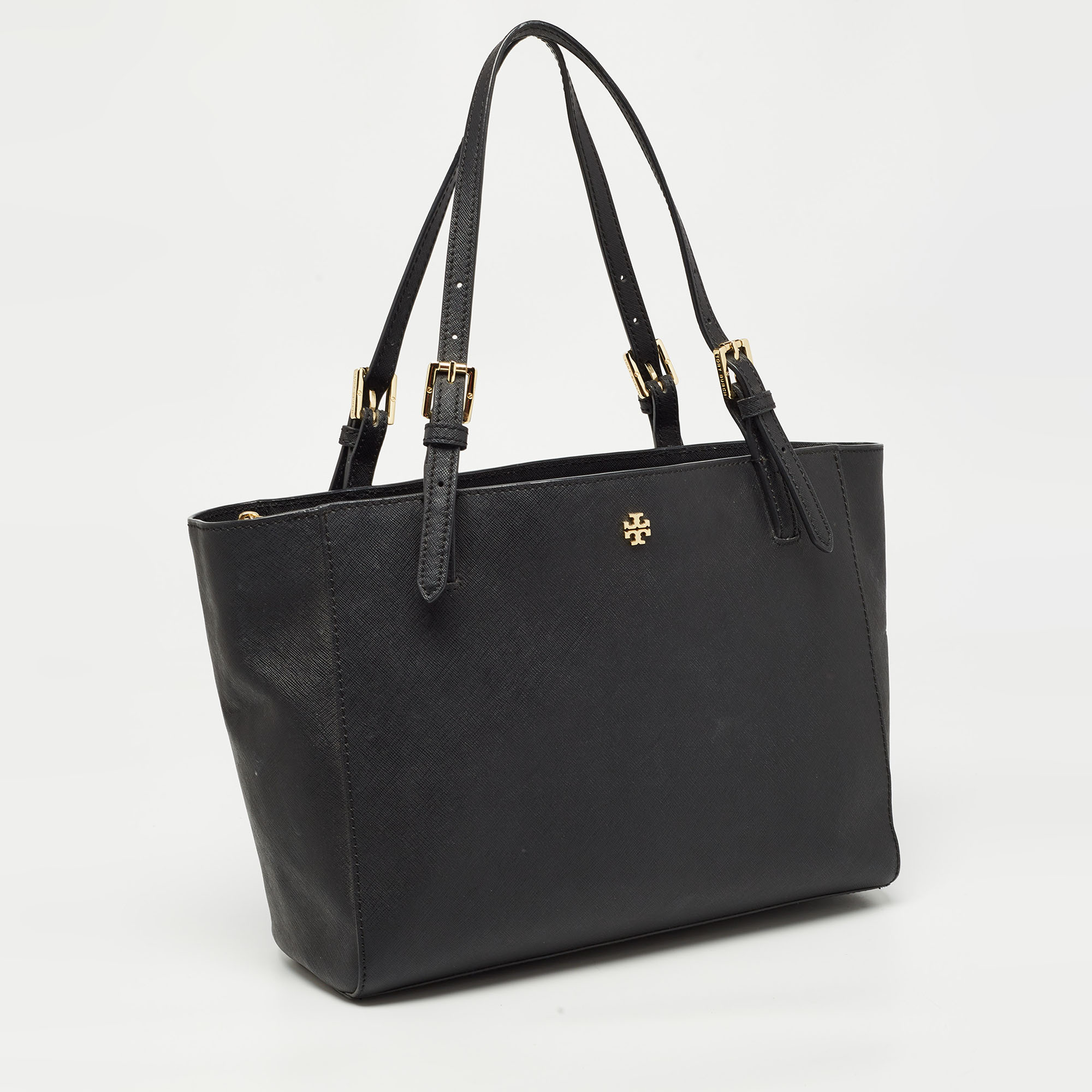 Tory Burch Black Saffiano Leather York Buckle Tote