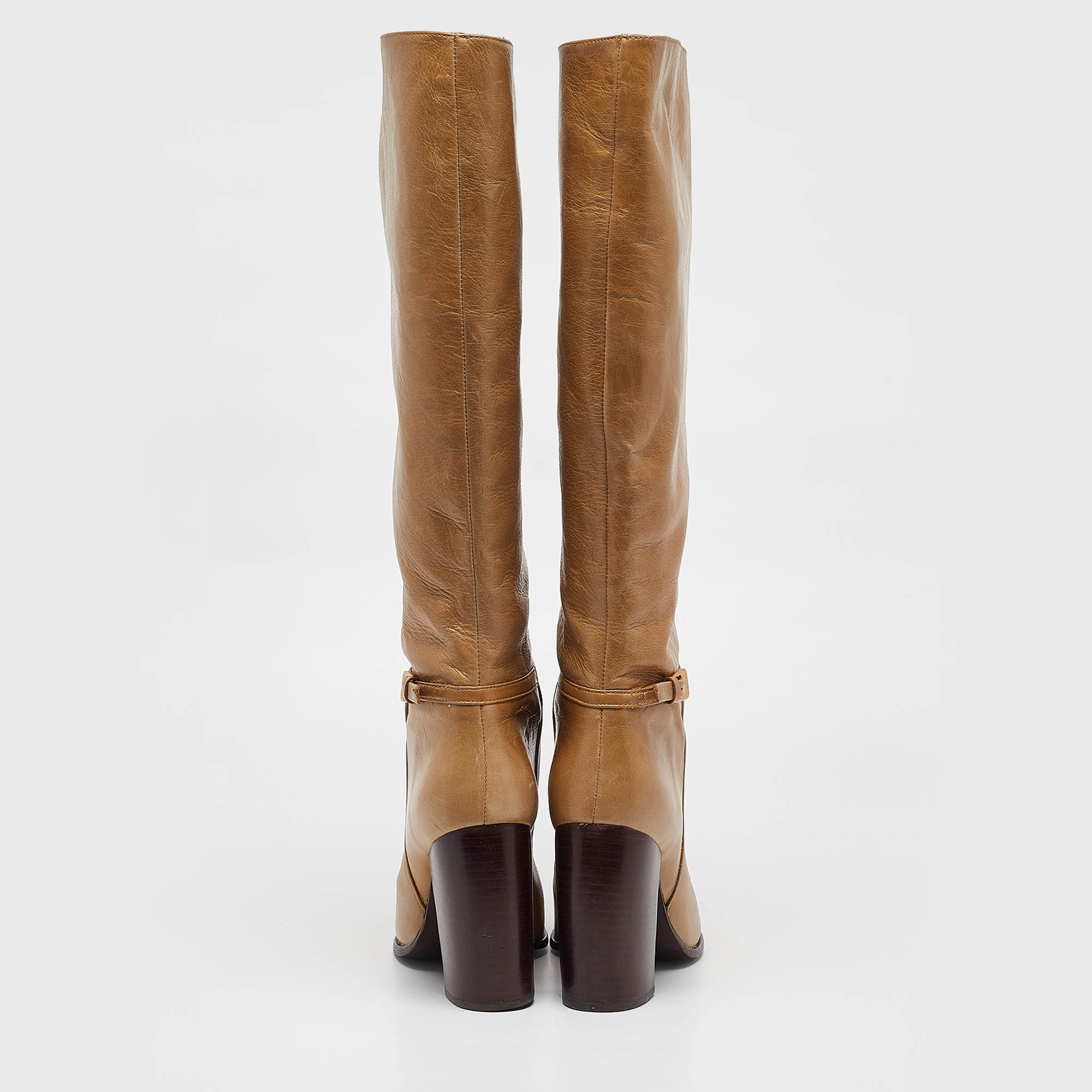 Tory Burch Brown Leather Knee Length Boots Size 38