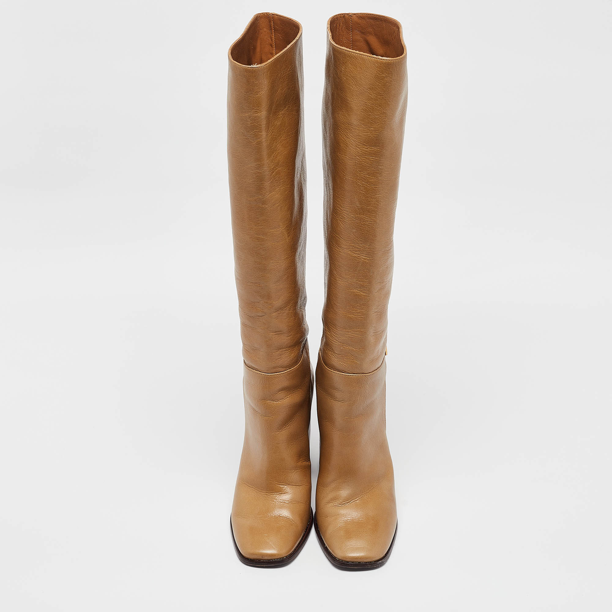 Tory Burch Brown Leather Knee Length Boots Size 38