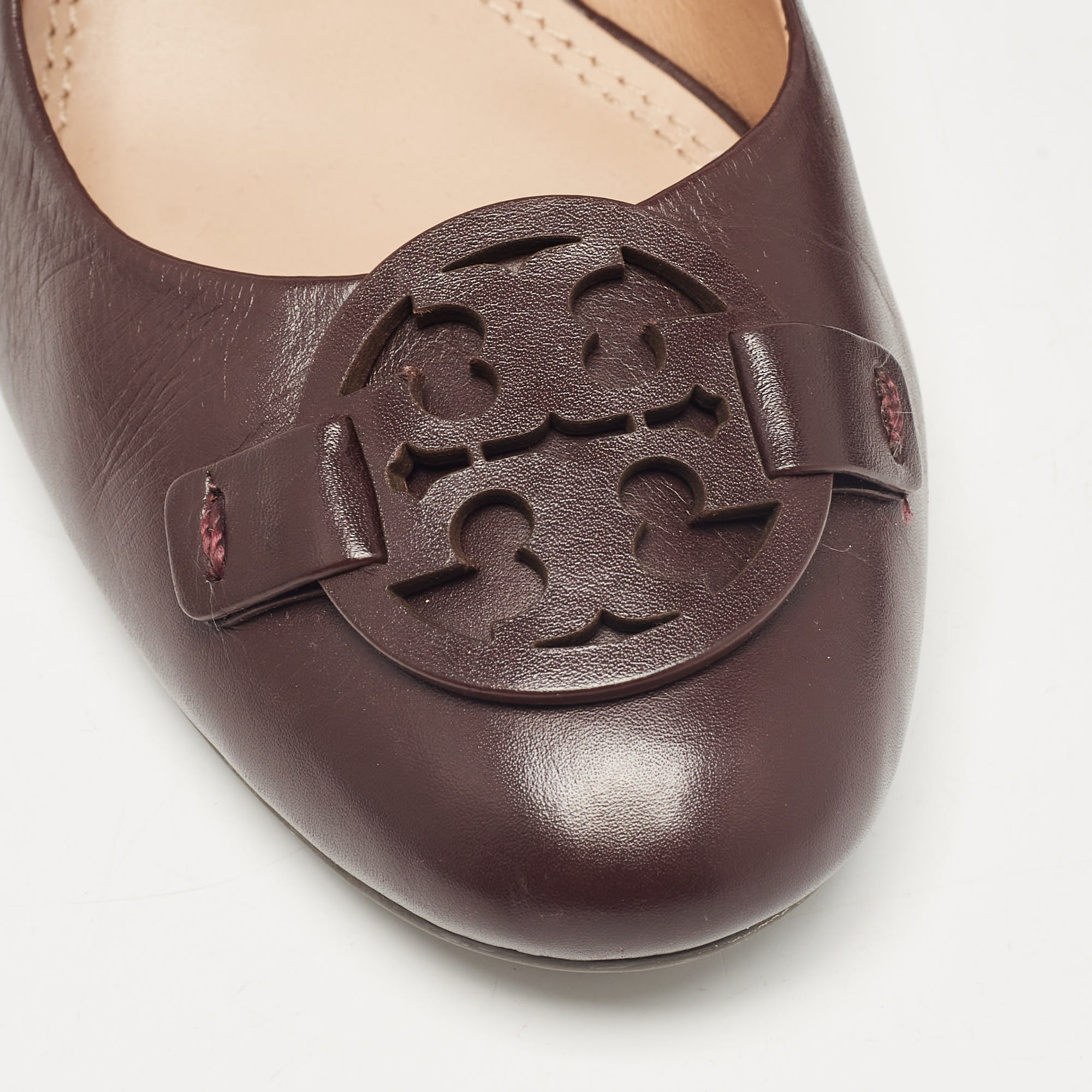 Tory Burch Burgundy Leather Wedge Pumps Size 40