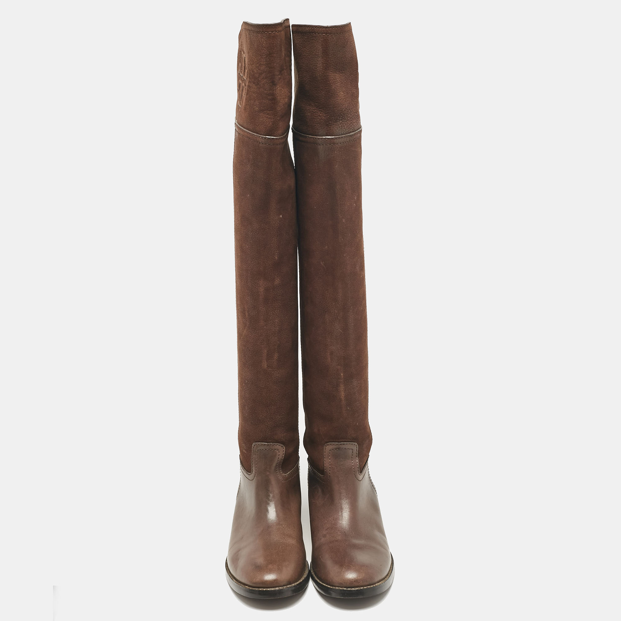 Tory Burch Brown Leather Over The Knee Boots Size 35.5