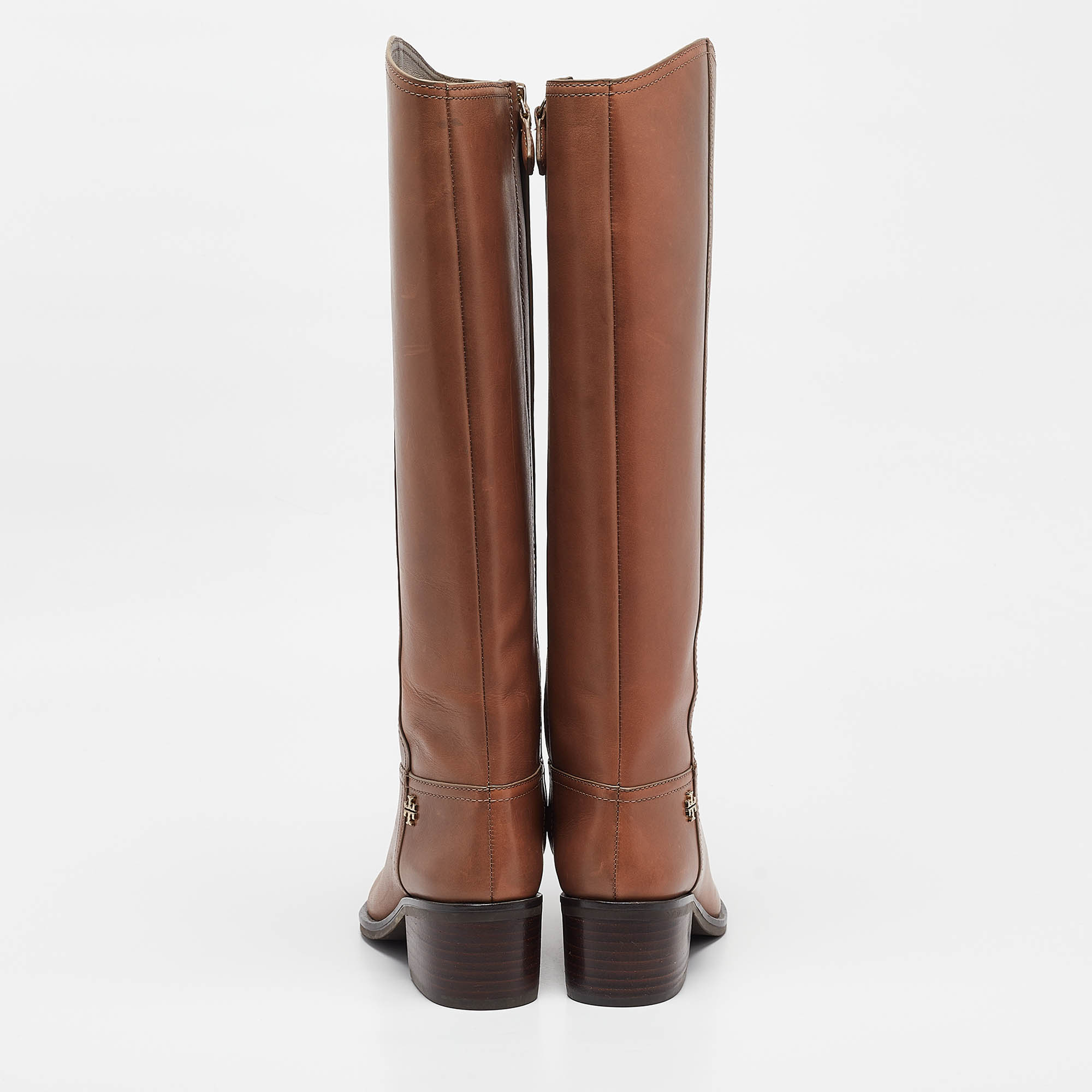 Tory Burch Brown Leather Knee Length Boots Size 37.5