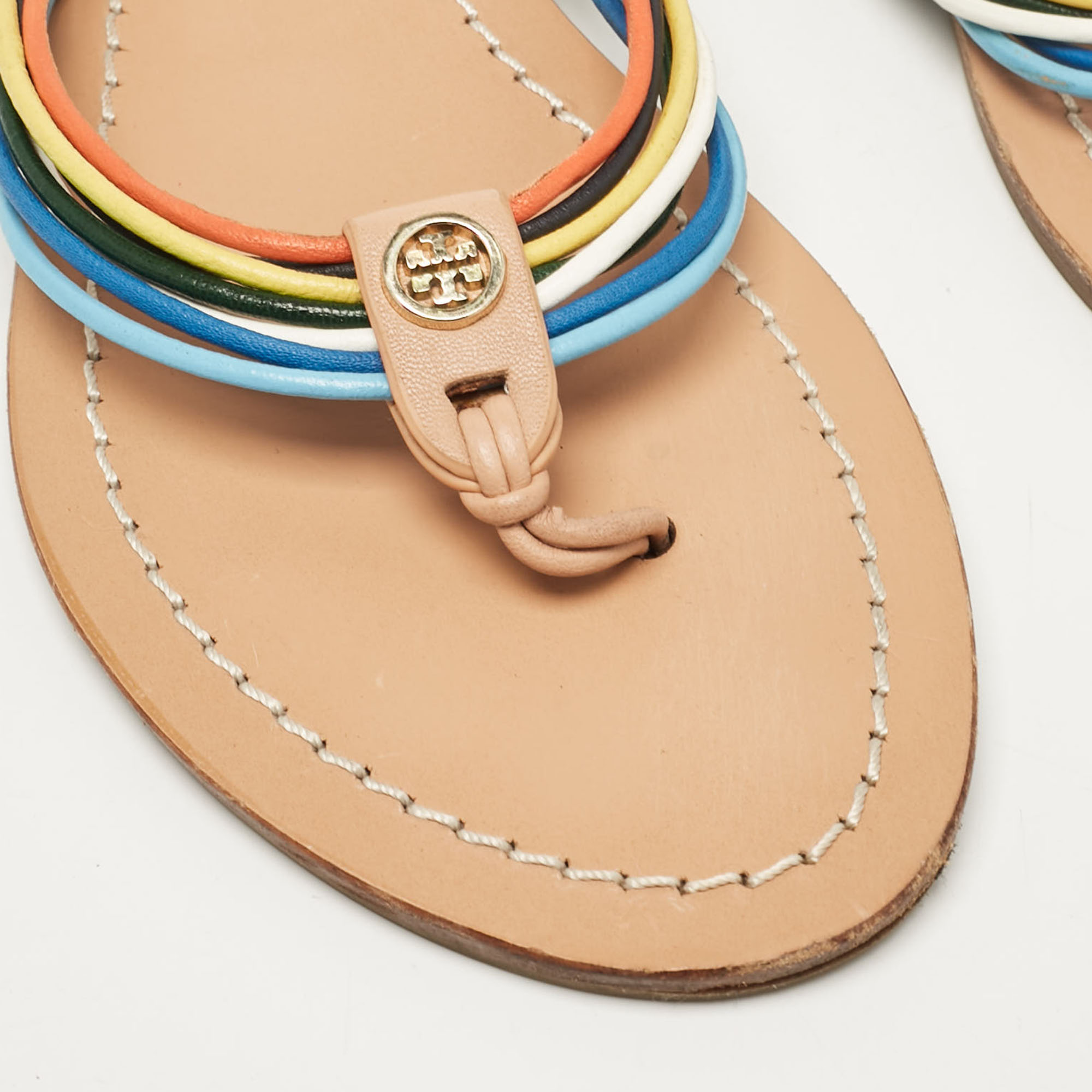 Tory Burch Multicolor Leather Flat Sandals Size 37