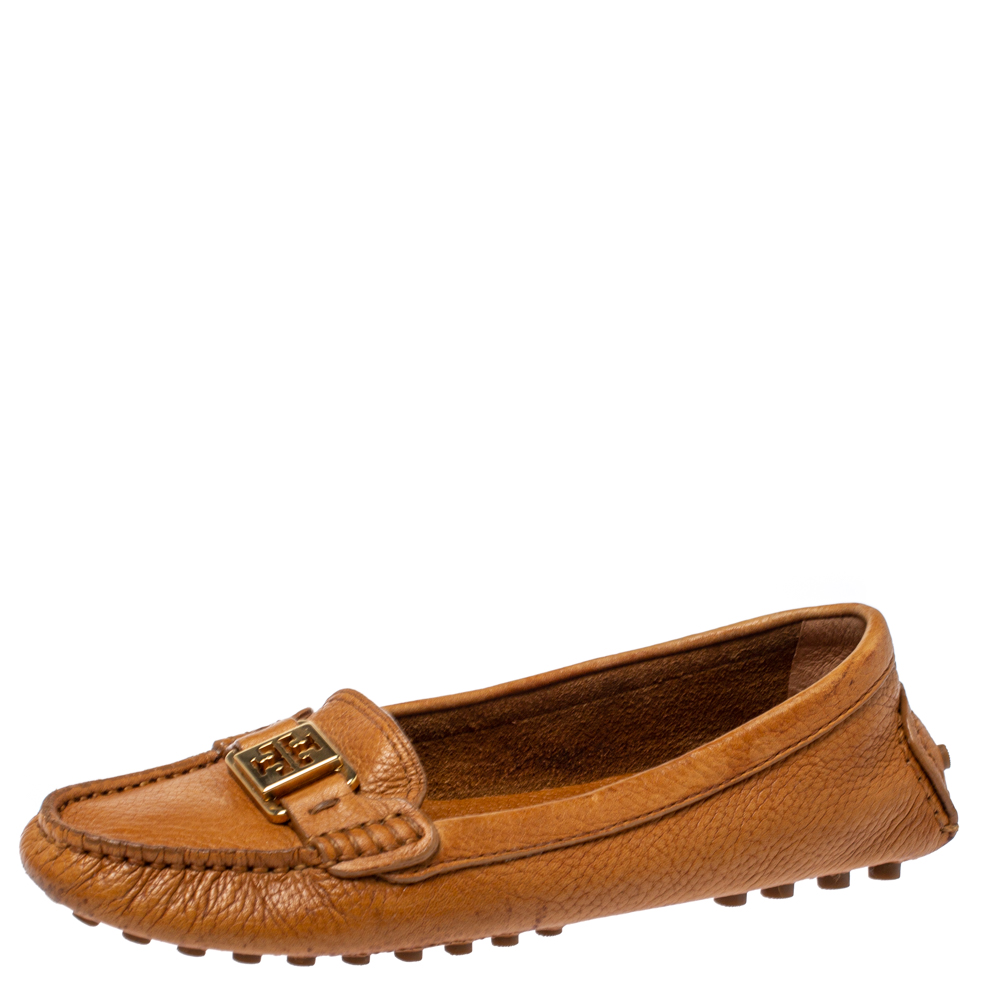 

Tory Burch Brown Leather Driving Loafers Size