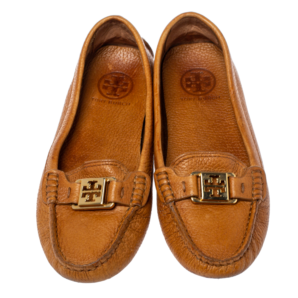 Tory Burch Brown Leather Driving Loafers Size 36.5