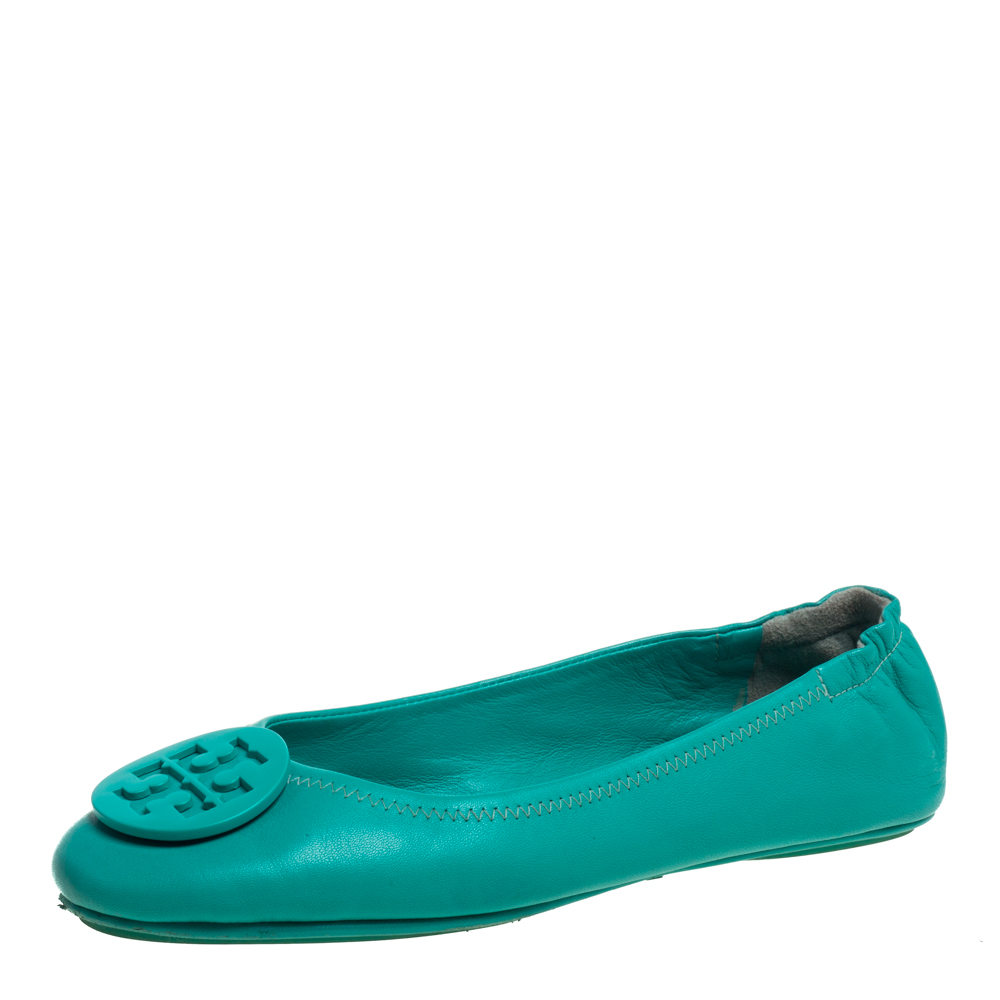 Tory Burch Green Leather Ballet Flats Size 38