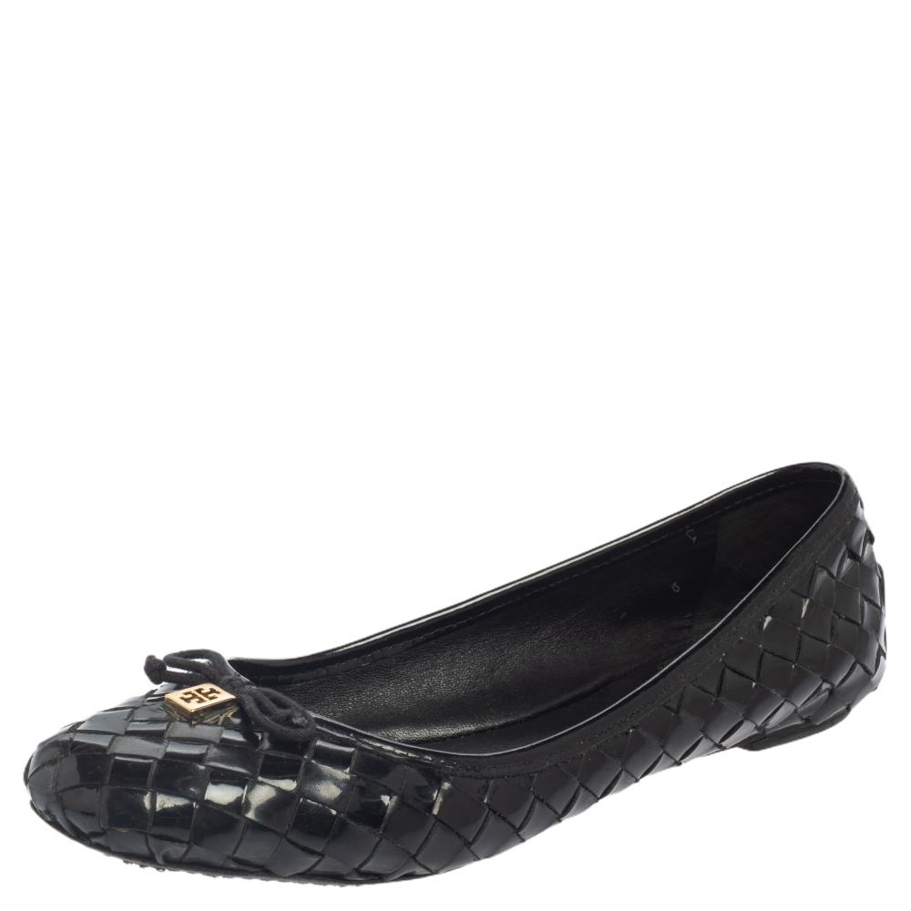 Tory Burch Black Patent Leather Ballet Flats Size 38