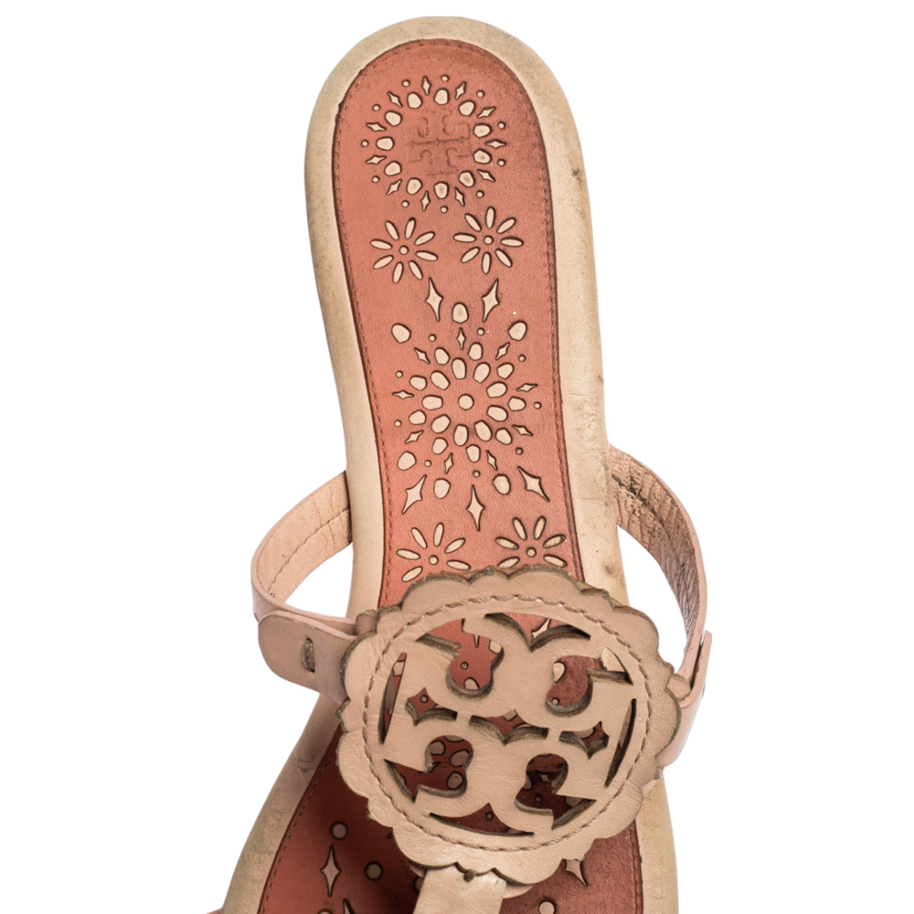 Tory Burch Pink Leather Mini Miller Thong Flat Sandals Size 41