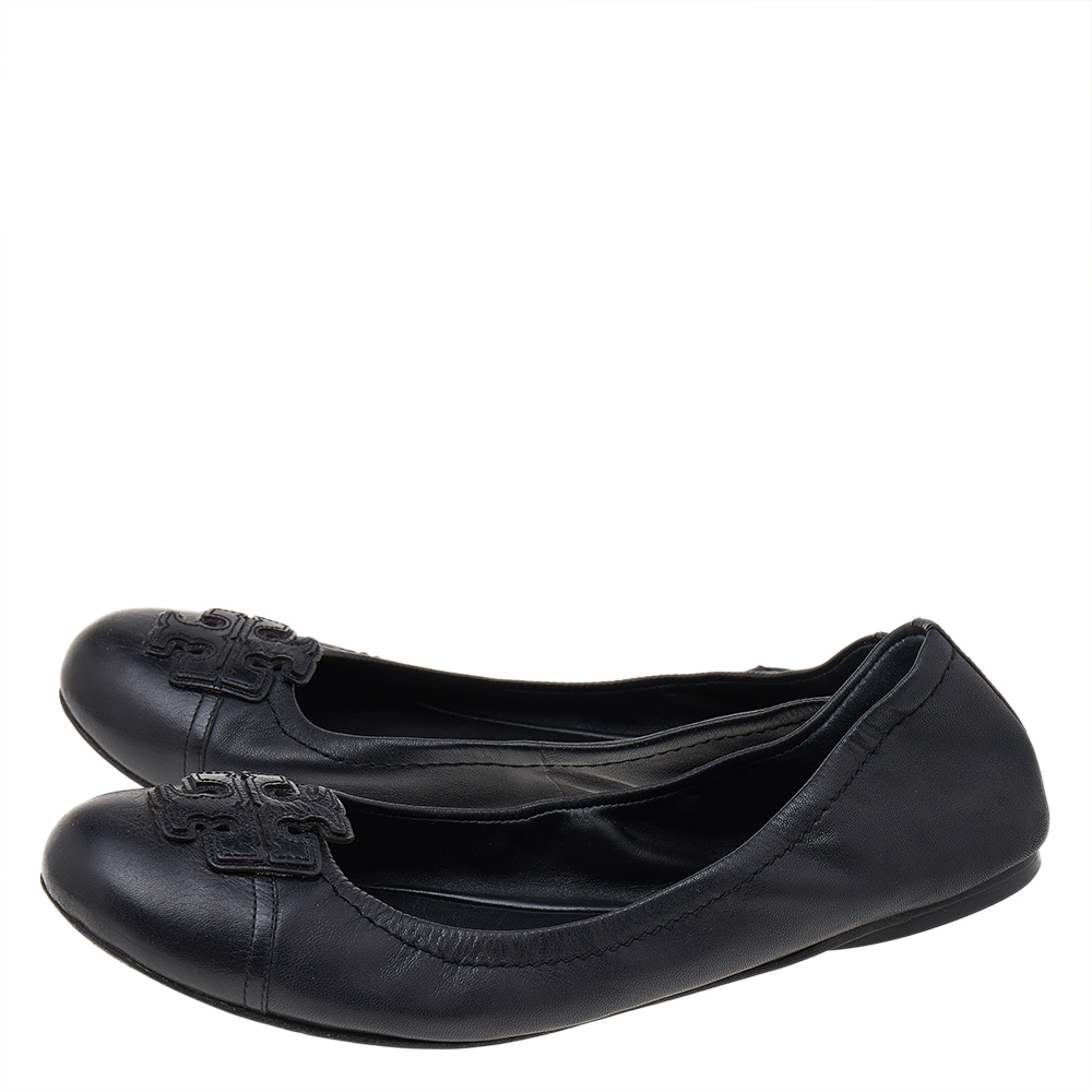 Tory Burch Black Leather Ballet Flats Size 39.5