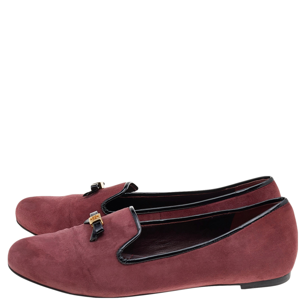Tory Burch Burgundy Suede Smoking Slippers Size 38.5