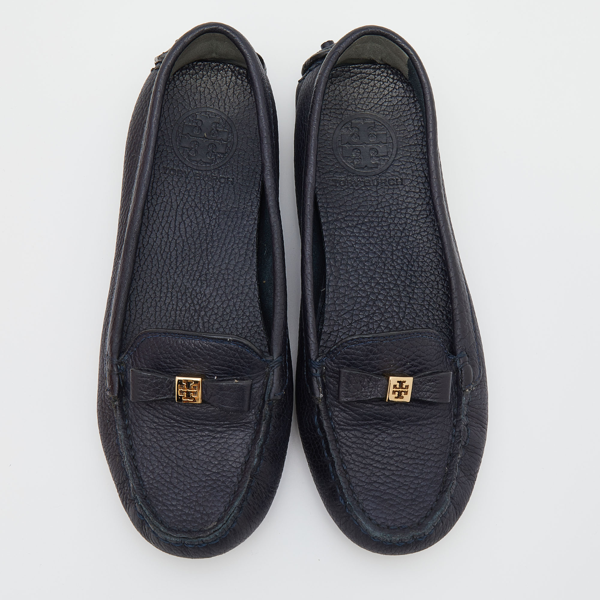 Tory Burch Black Leather Bow Loafers Size 36