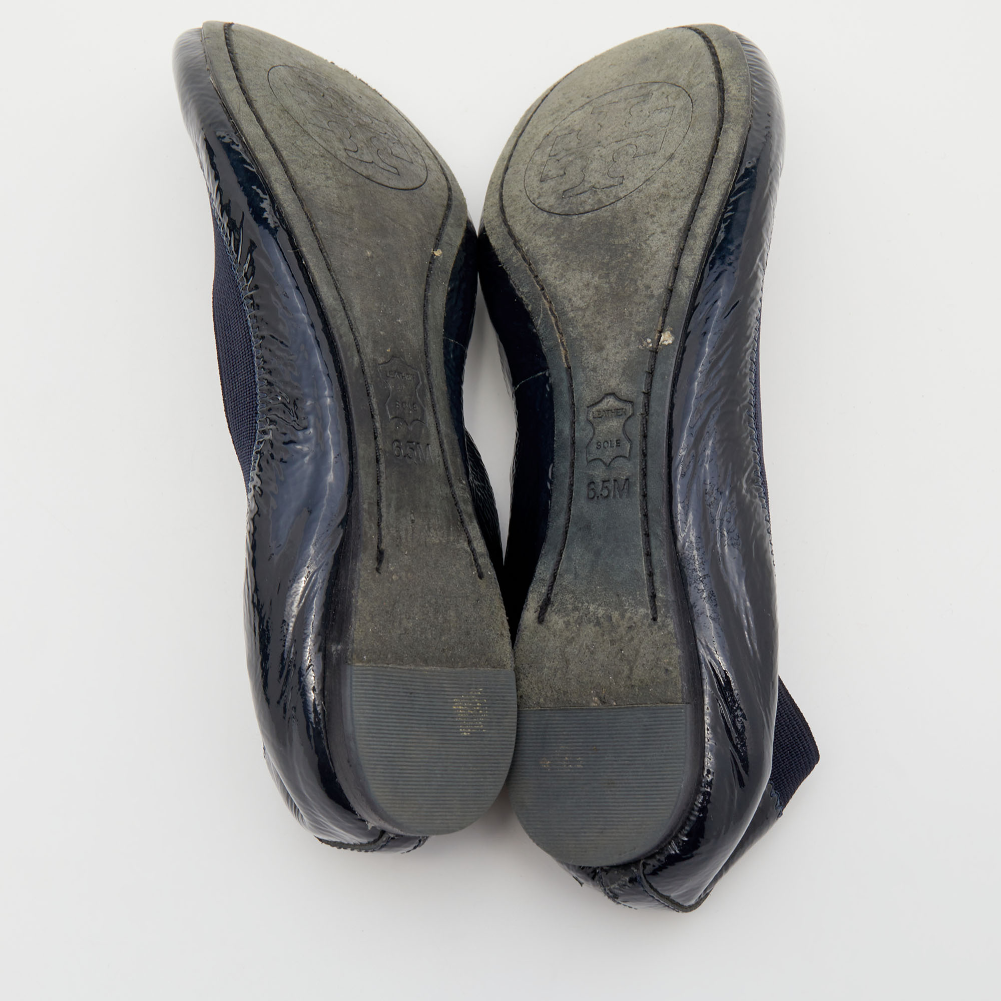 Tory Burch Blue Patent Leather Caroline Ballet Flats 36.5