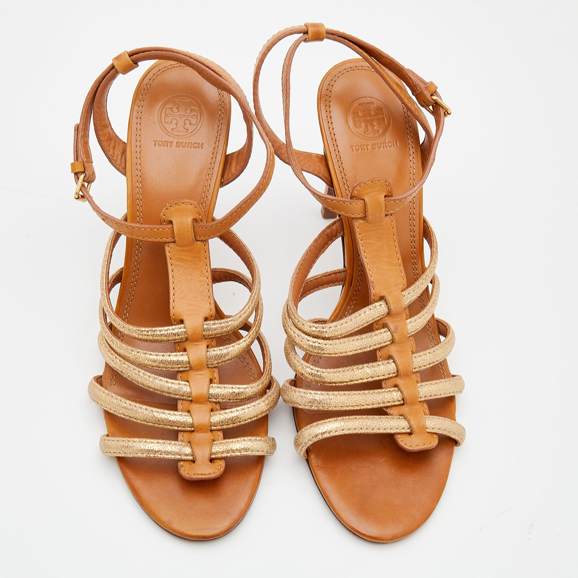 Tory Burch Brown Leather Charlene Gladiator Sandals Size 41