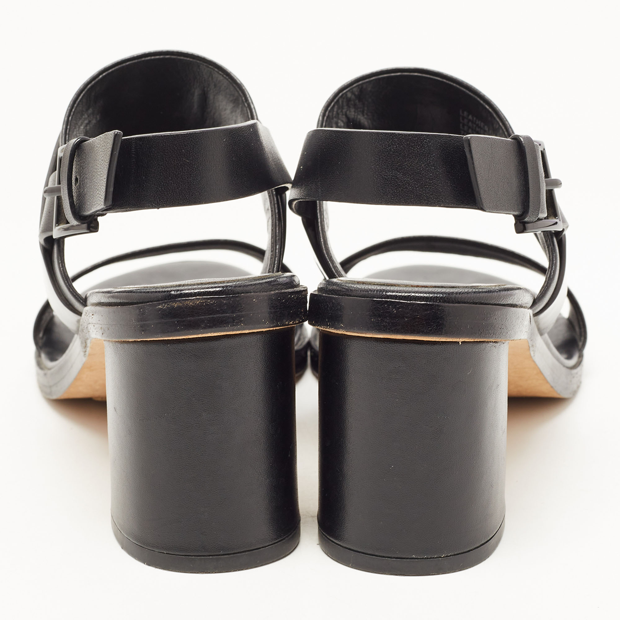 Tory Burch Black Leather Gigi Block Heel Slingback Sandals Size 37