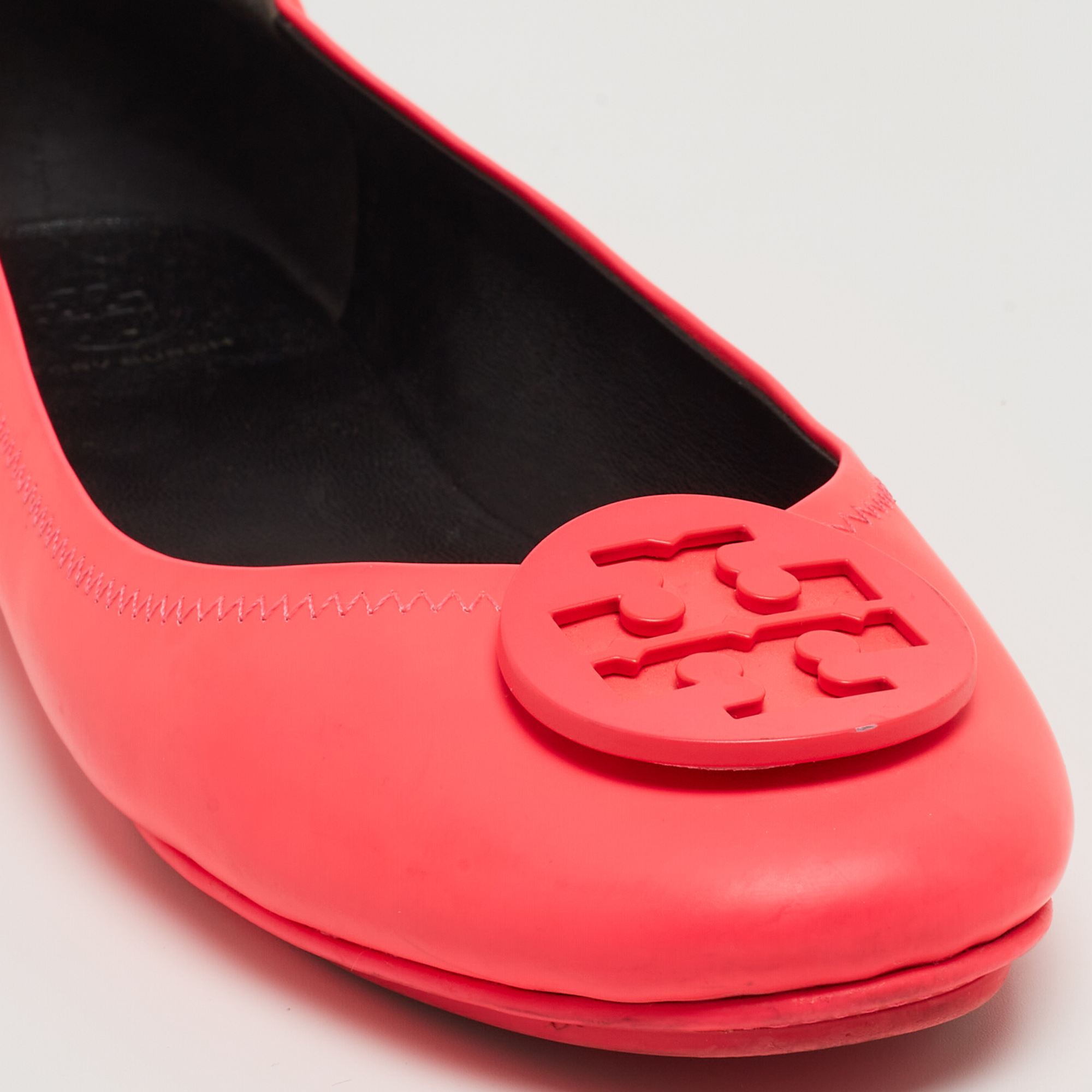 Tory Burch Neon Pink Leather Reva Ballet Flats Size 40.5