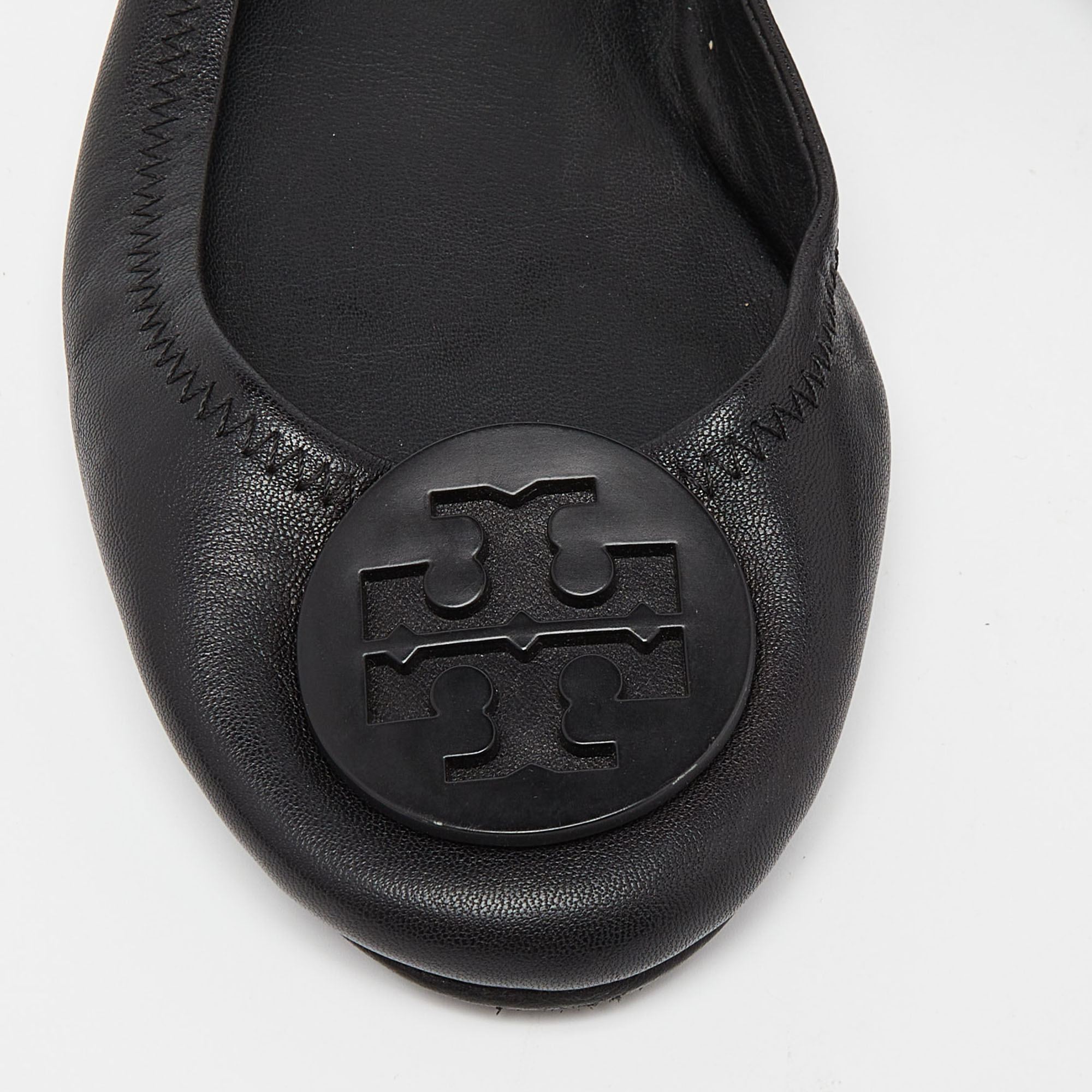 Tory Burch Black Leather Ballet Flats Size 38
