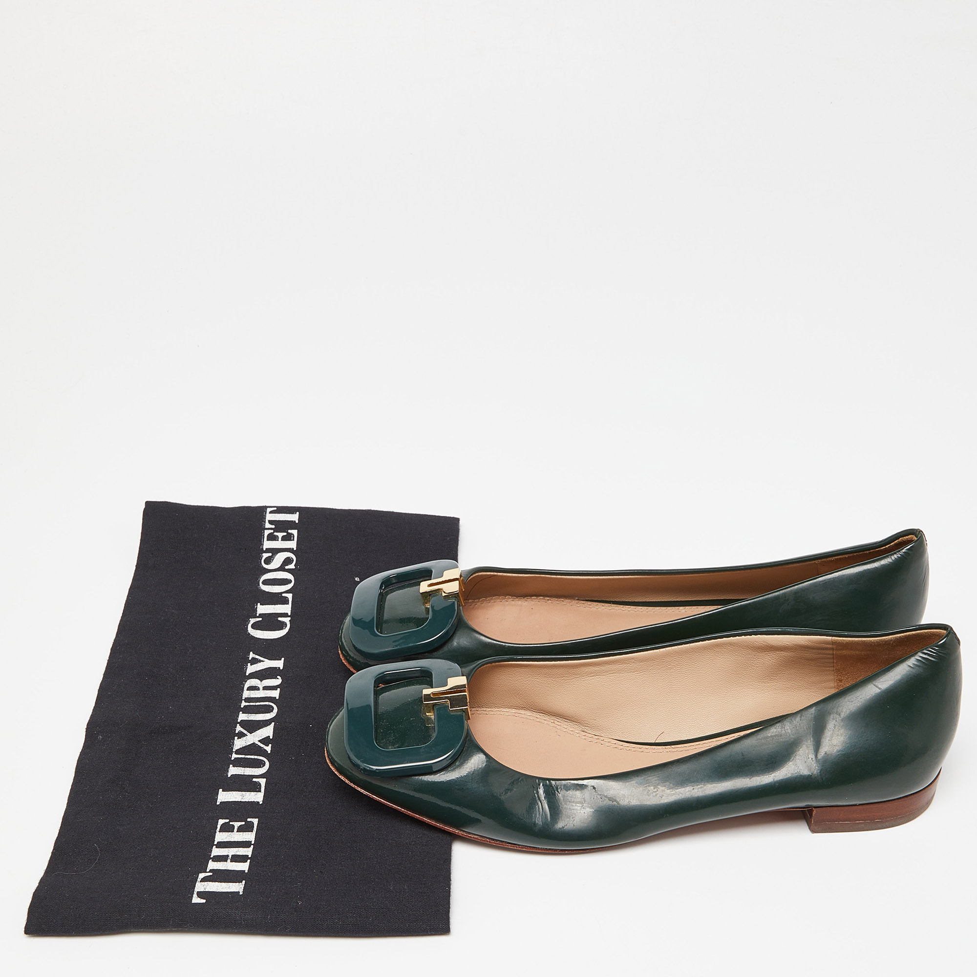 Tory Burch Green Patent Leather Ballet Flats Size 37