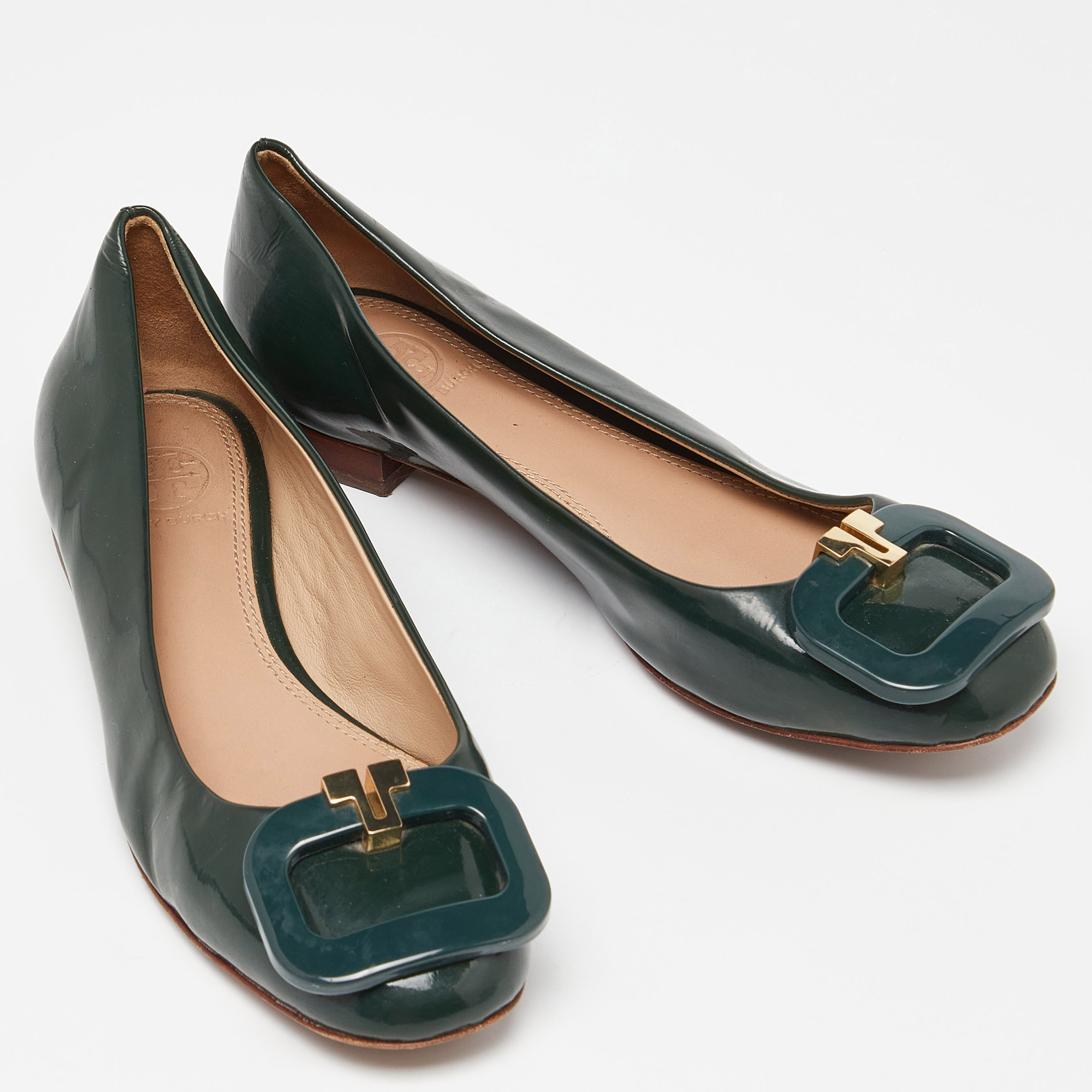 Tory Burch Green Patent Leather Ballet Flats Size 37