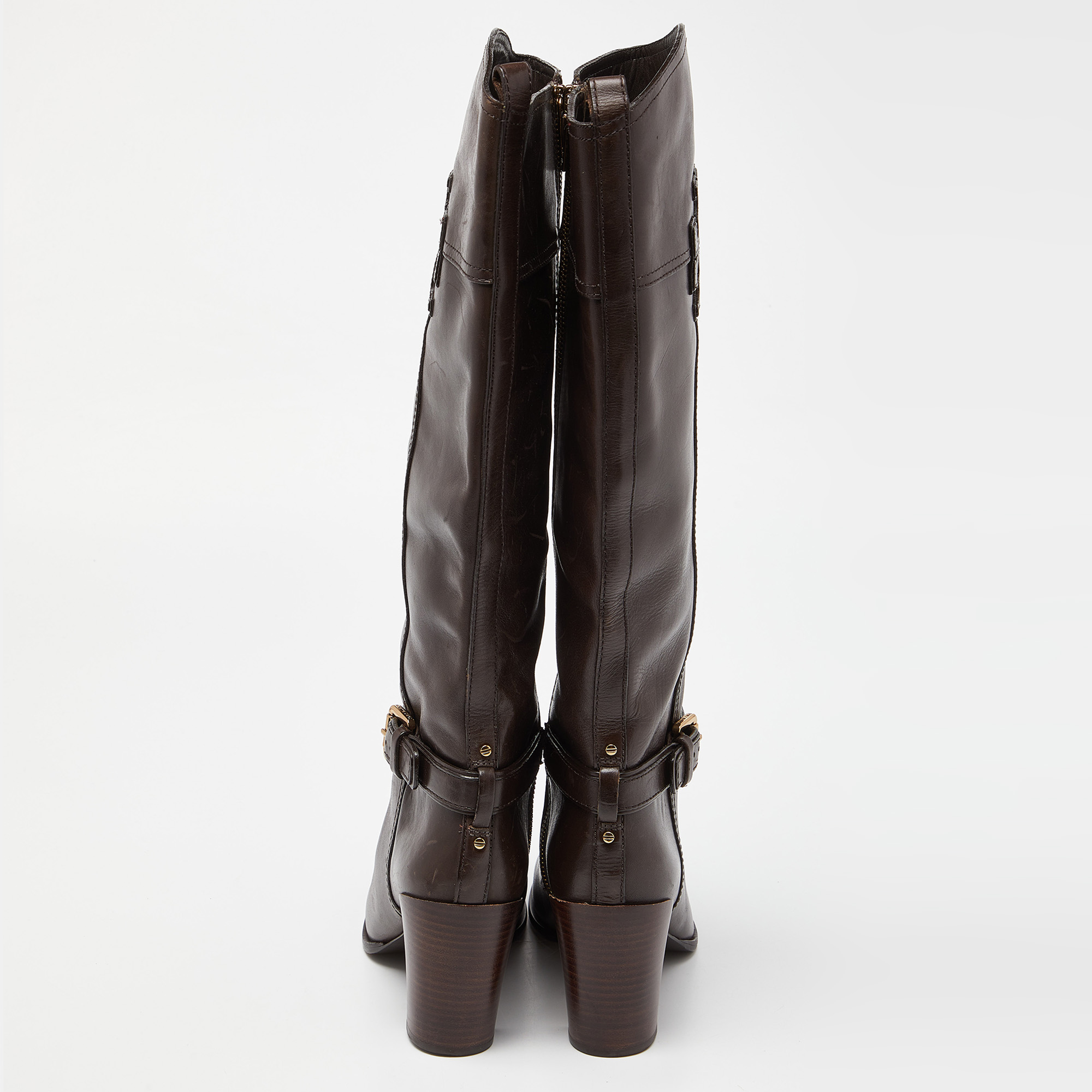 Tory Burch Brown Leather Knee Length Boots Size 38.5