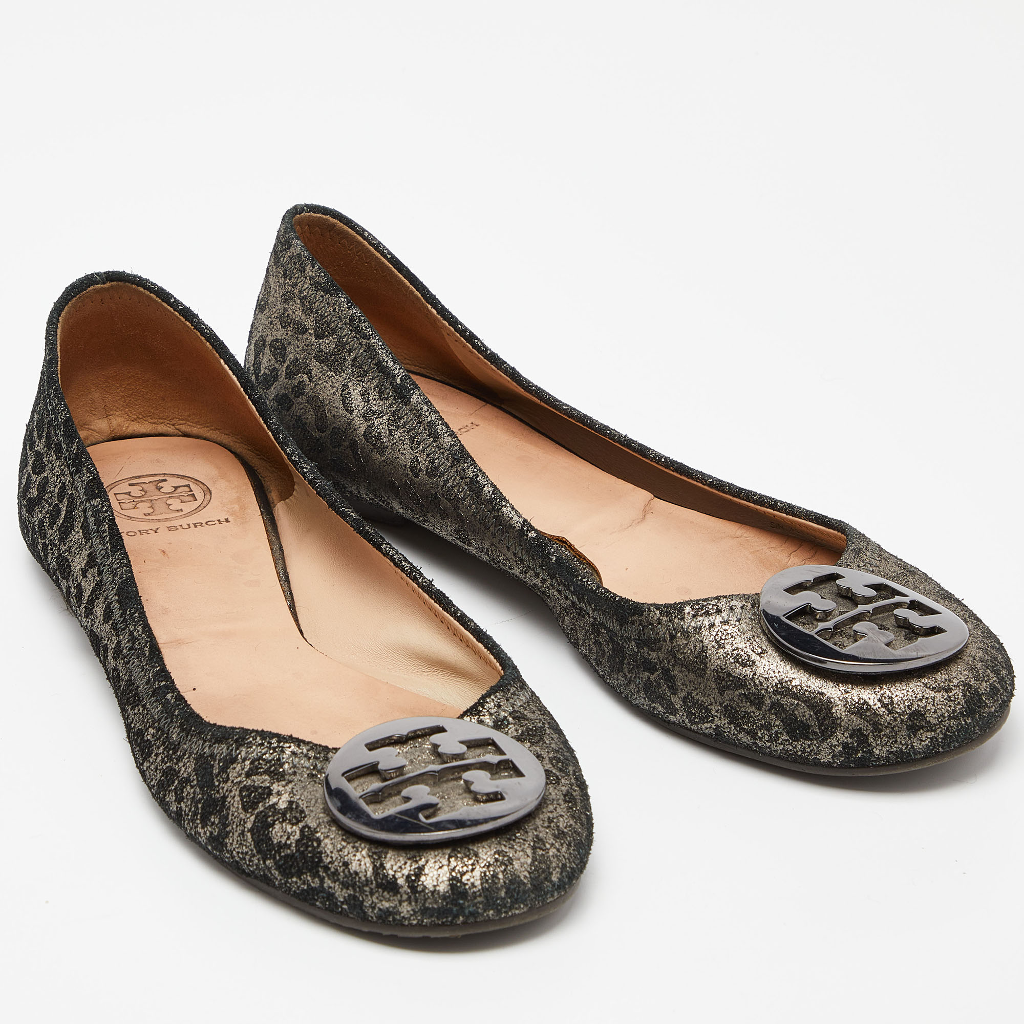 Tory Burch Printed Suede Luisa Micro Ballet Flats Size 40