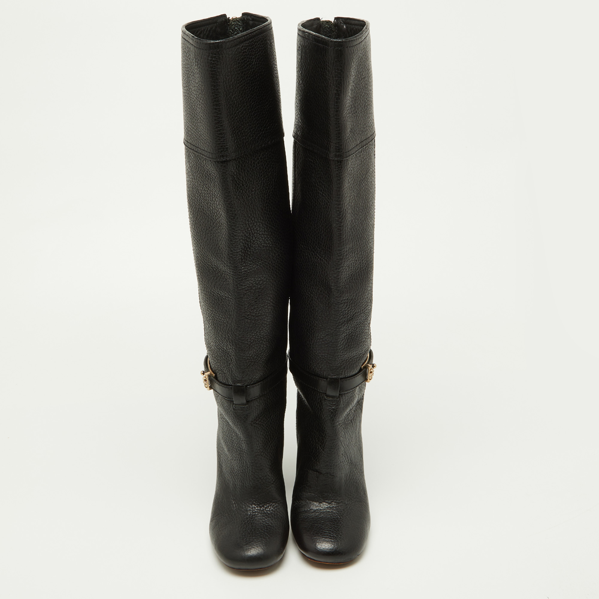 Tory Burch Black Leather Knee Length Boots Size 35.5