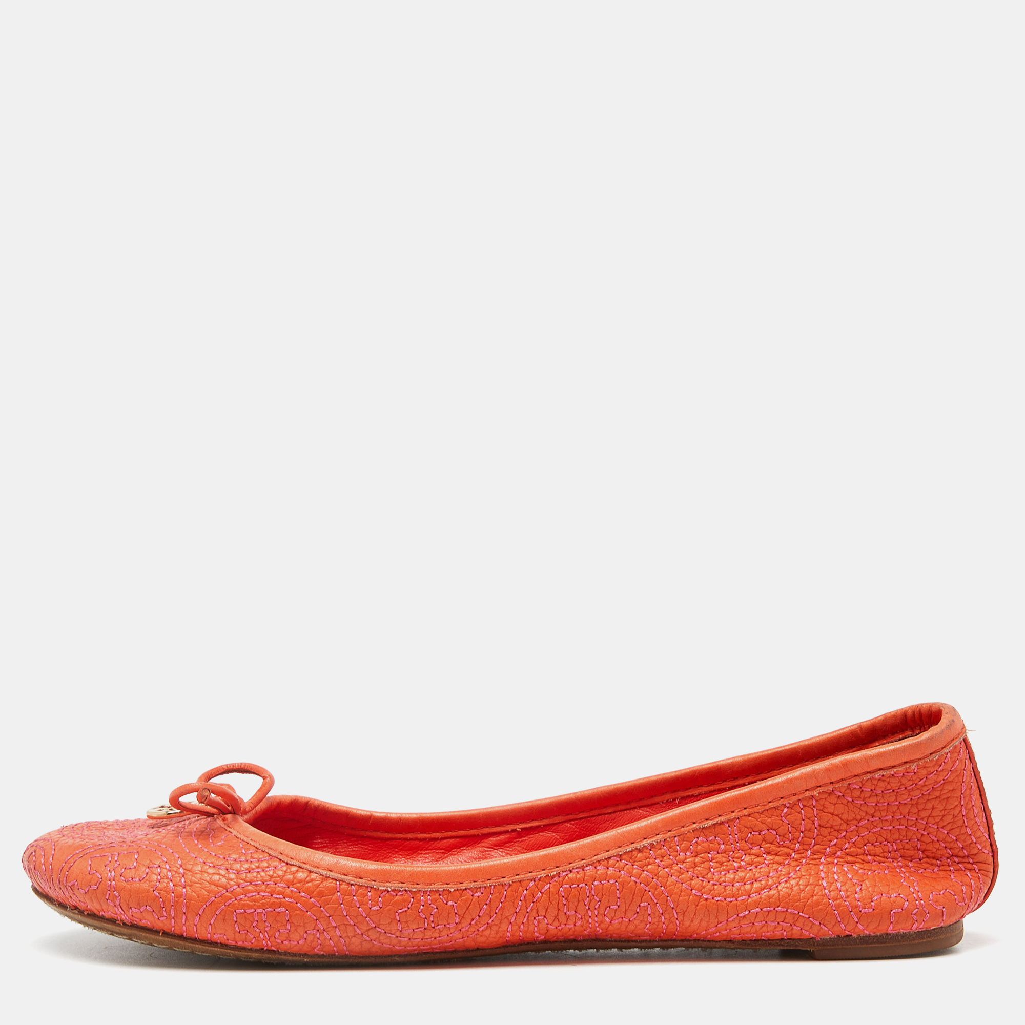 

Tory Burch Orange Leather Reva Ballet Flats Size
