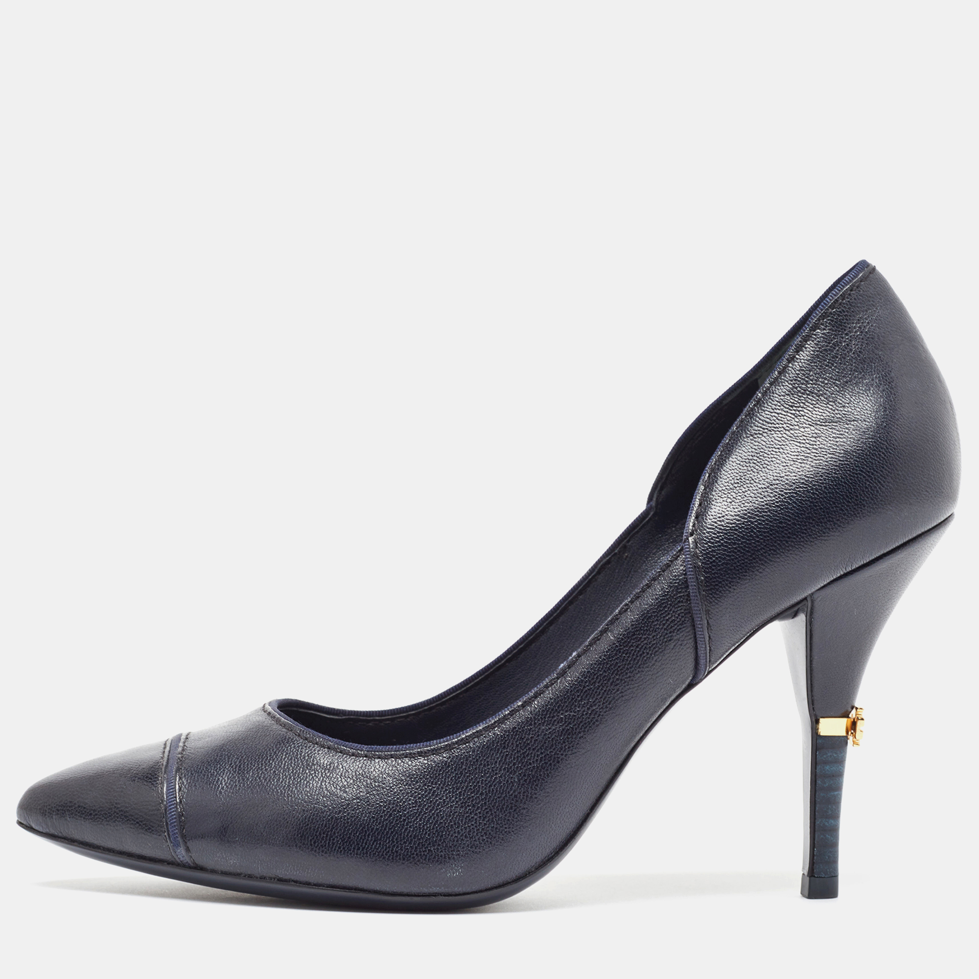 Tory burch navy blue pointed toe pumps size 40.5