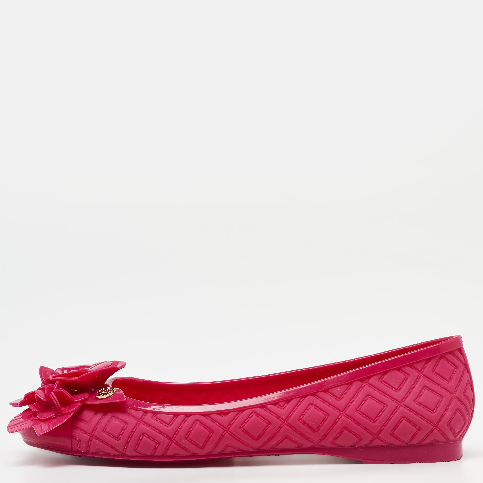 

Tory Burch Red Rubber Bow Ballet Flats Size, Pink