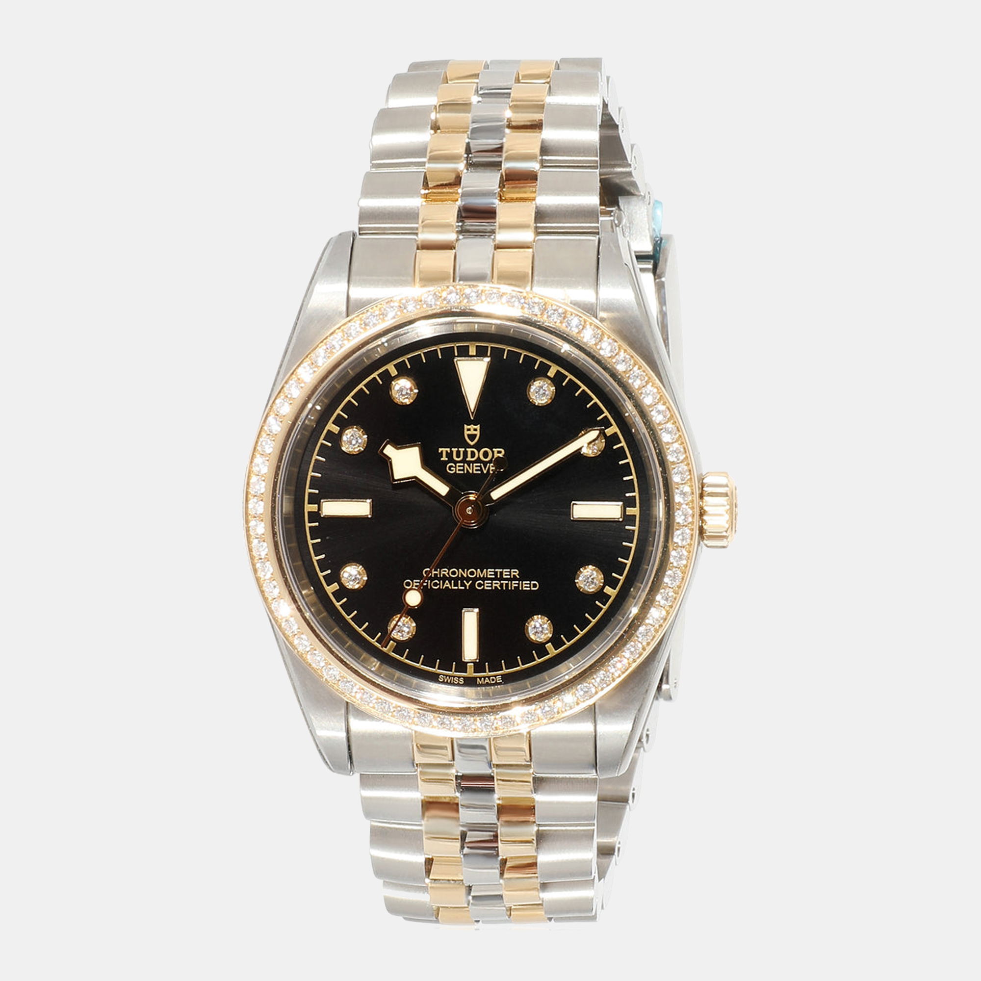 Tudor Black Diamonds 18K Yellow Gold And Stainless Steel Black Bay 79613 Women's Wristwatch 31 Mm