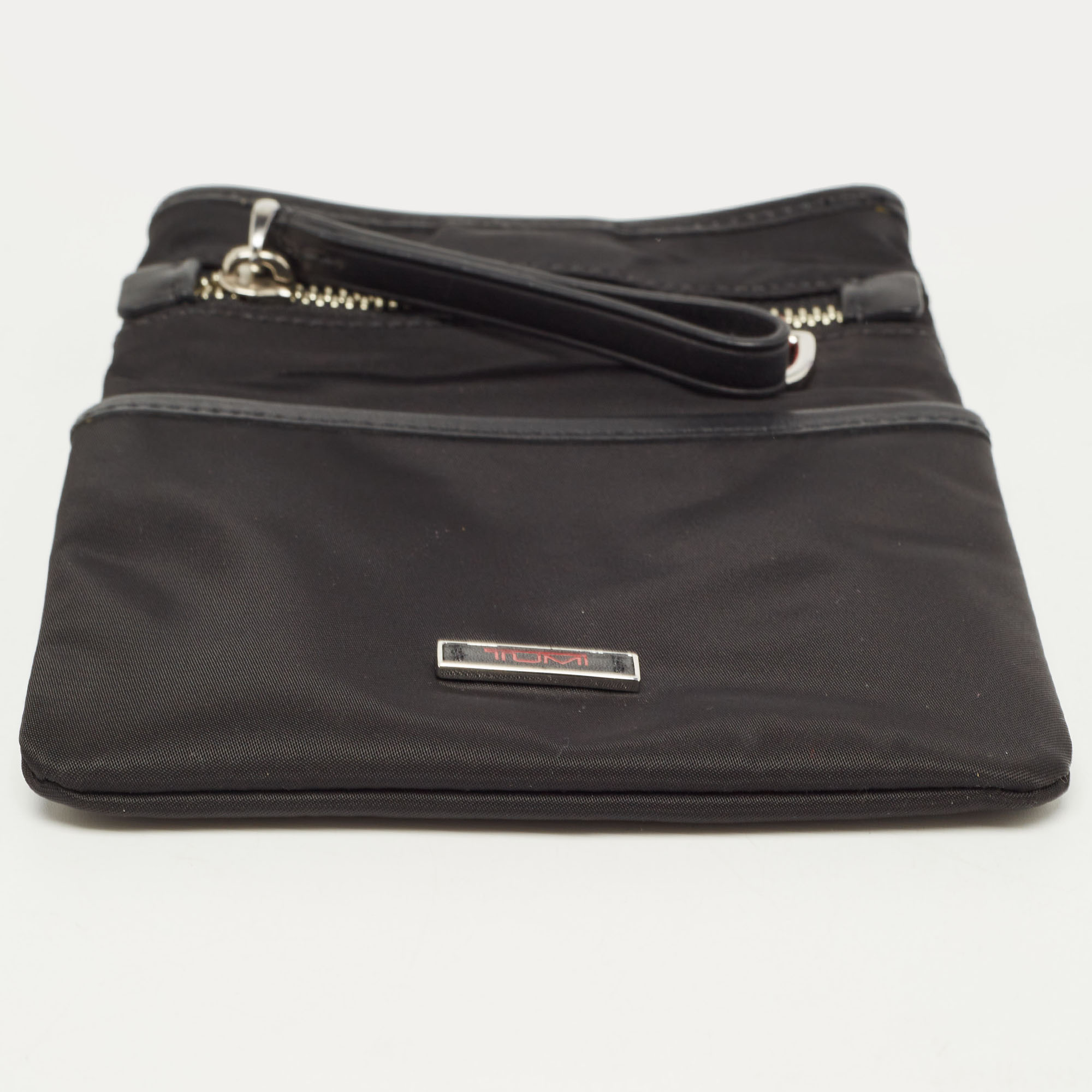 TUMI Black Nylon And Leather Pouch