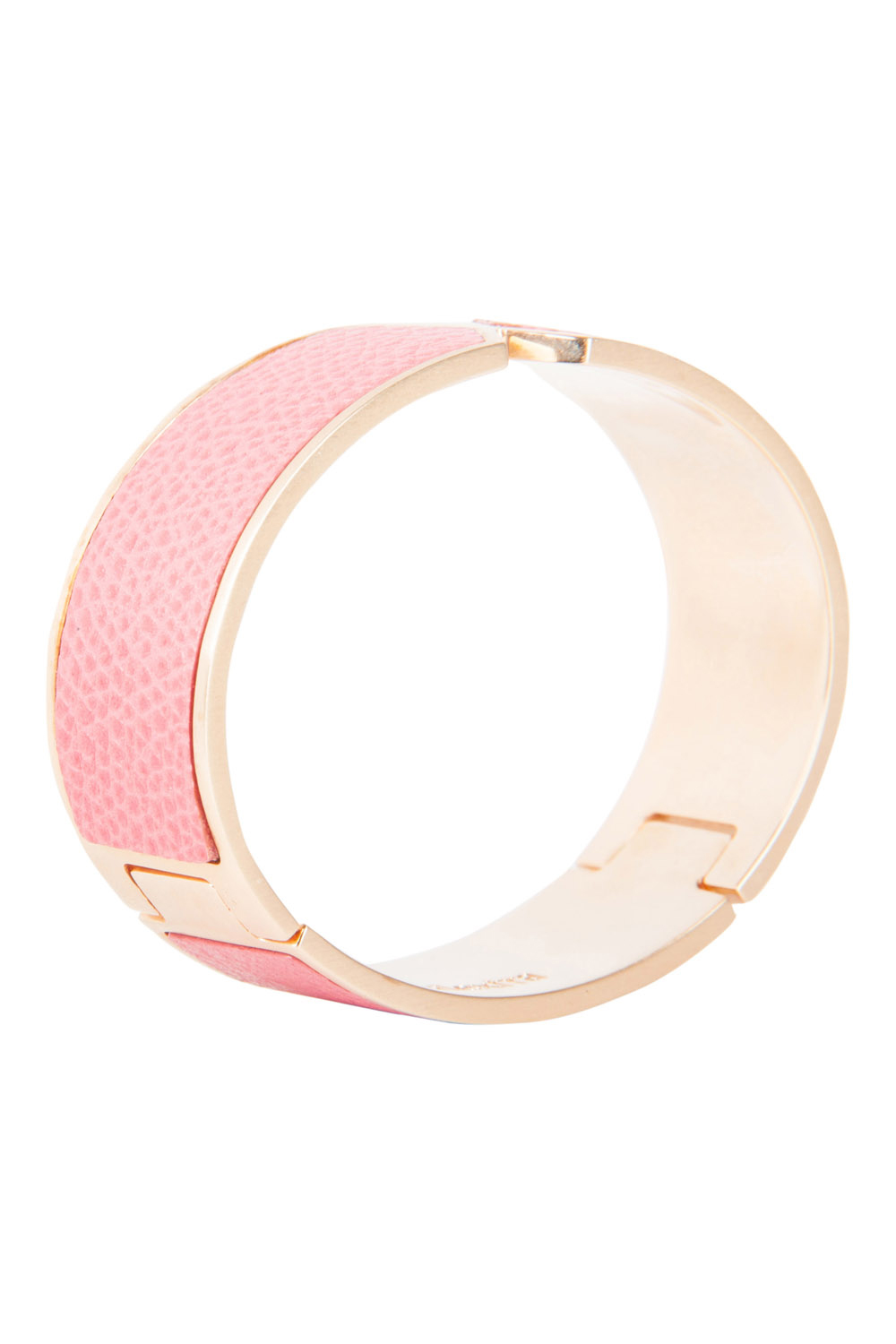 Valextra Pink Leather Gold Tone Hinged Bracelet