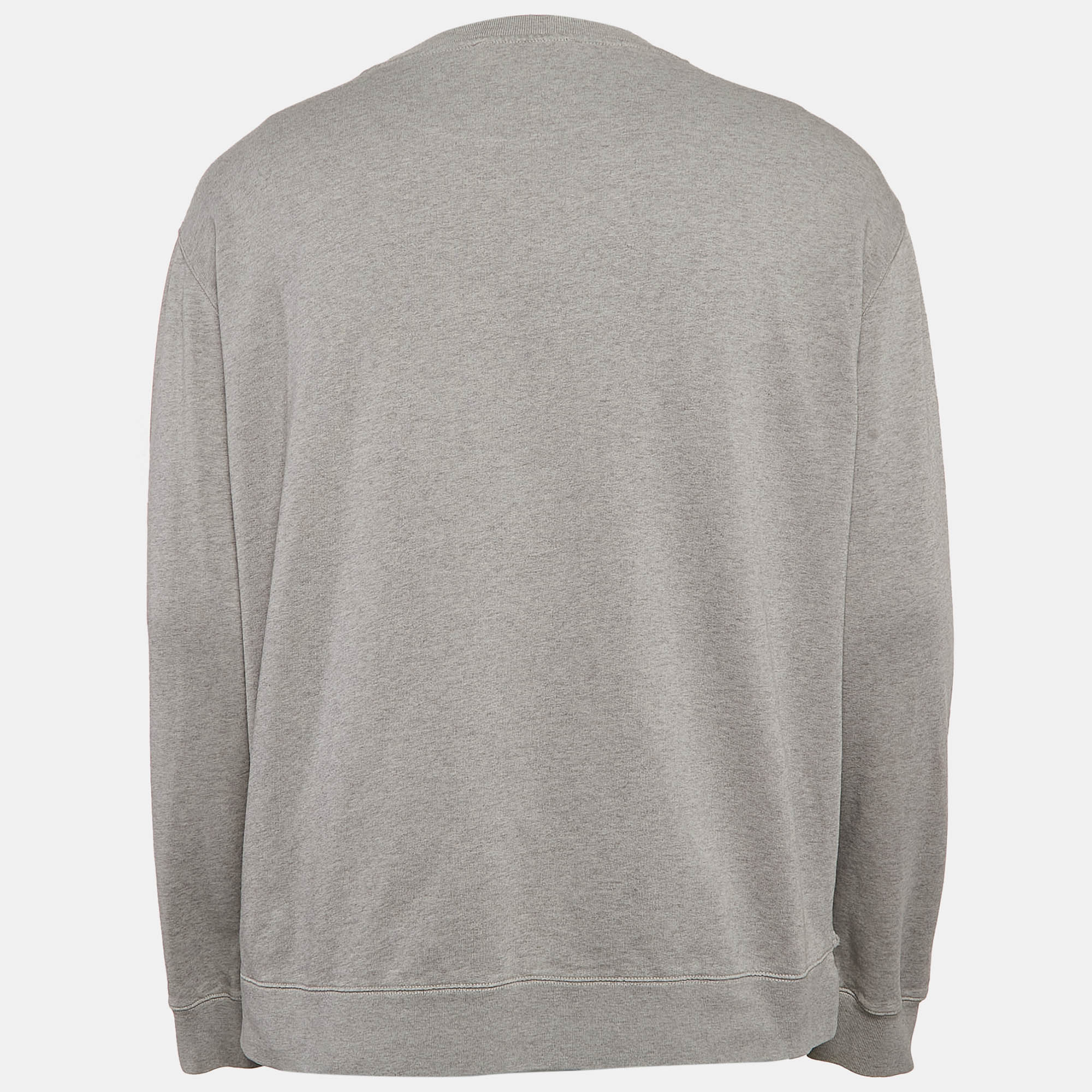 All Saints Grey Cotton Knit Raw Edge Crew Neck Sweatshirt M