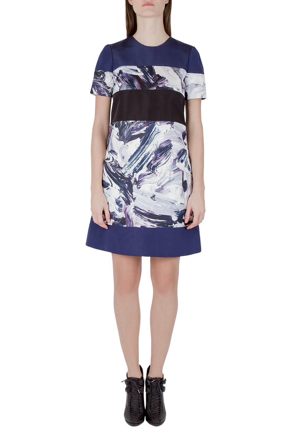 Image of Prabal Gurung Multicolor Brush Stroke Printed Paneled Shift Dress S