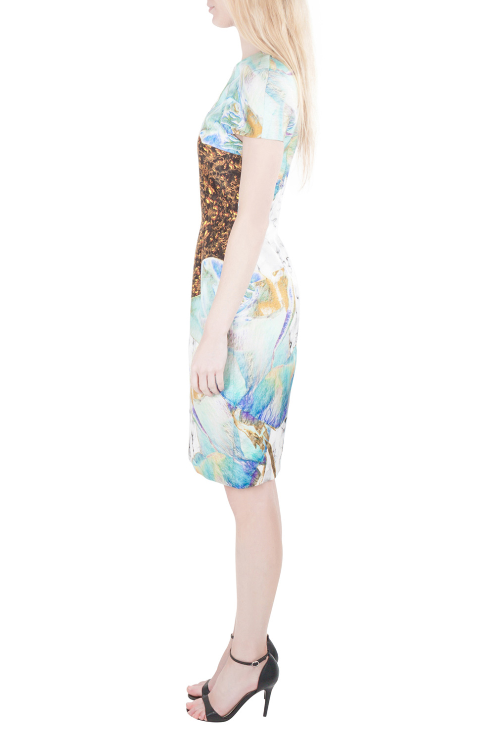 Josh Goot Multicolor Marbled Digital Print Silk Sheath Dress S