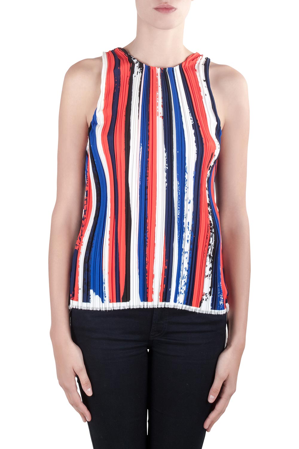 Dion Lee II Multicolor Plisse Striped Knit Sleeveless Top M