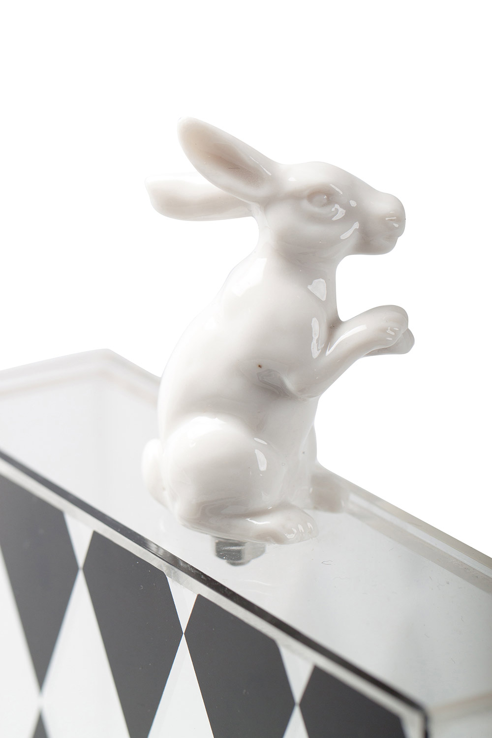 Cecilia Ma Black Diamond Print Acrylic Rabbit Box Clutch