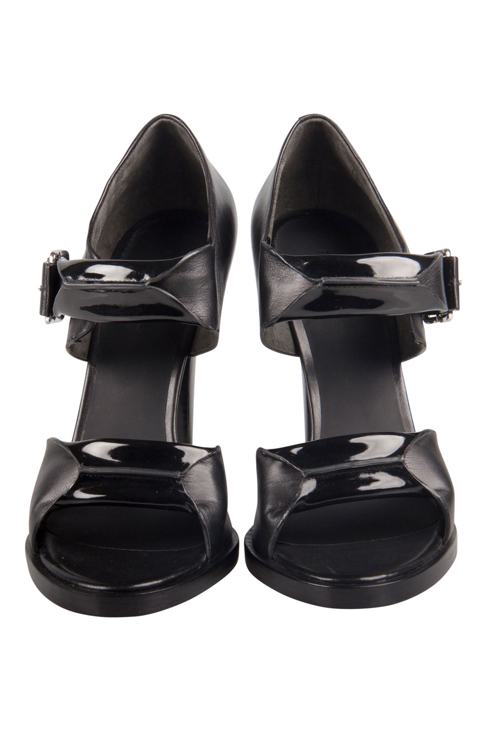 

Alexander Wang Black Patent Leather Kai Rubberized Open Toe Sandals Size