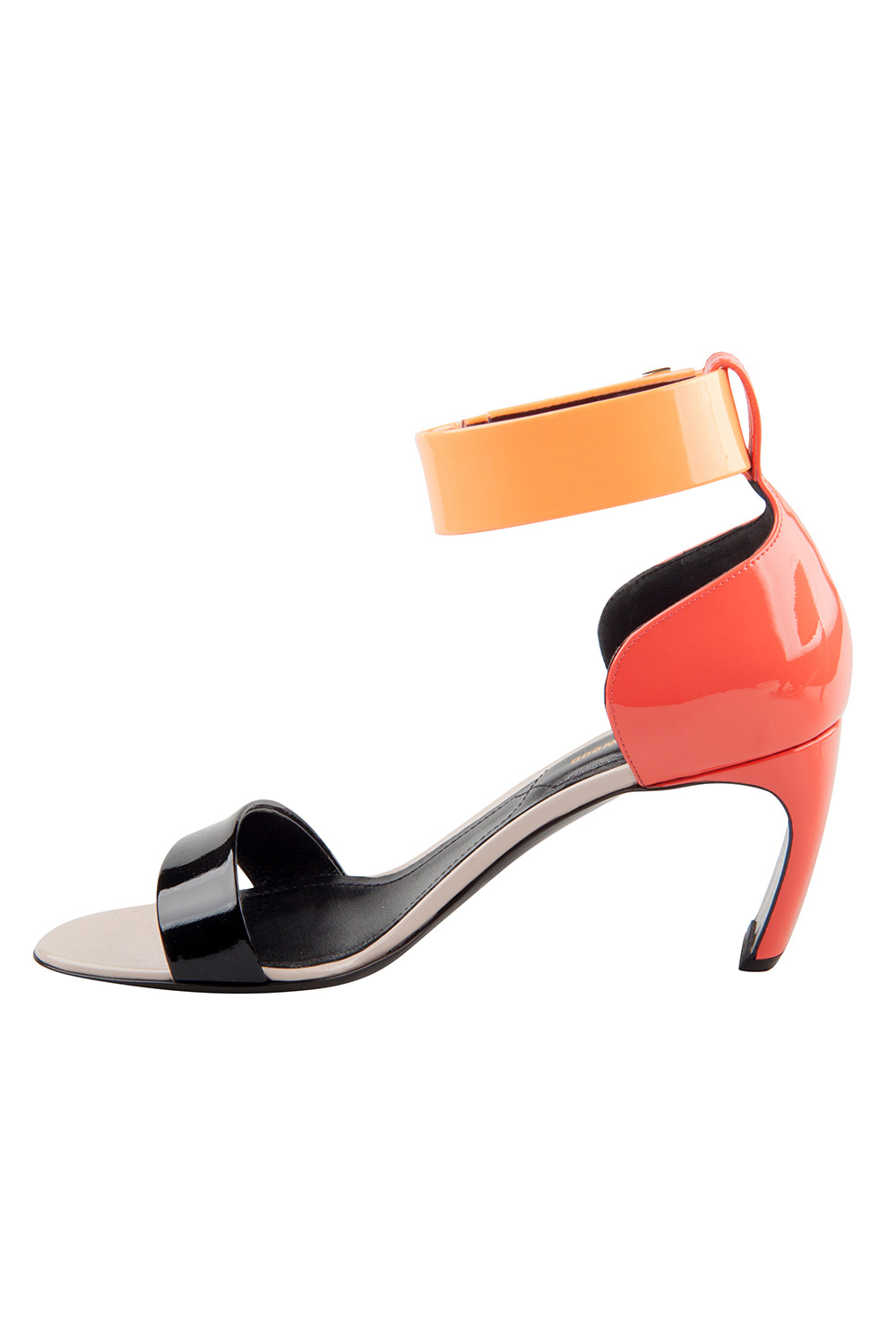 Image of Nicholas Kirkwood Tricolor Patent Leather Ankle Cuff Sandals Size .